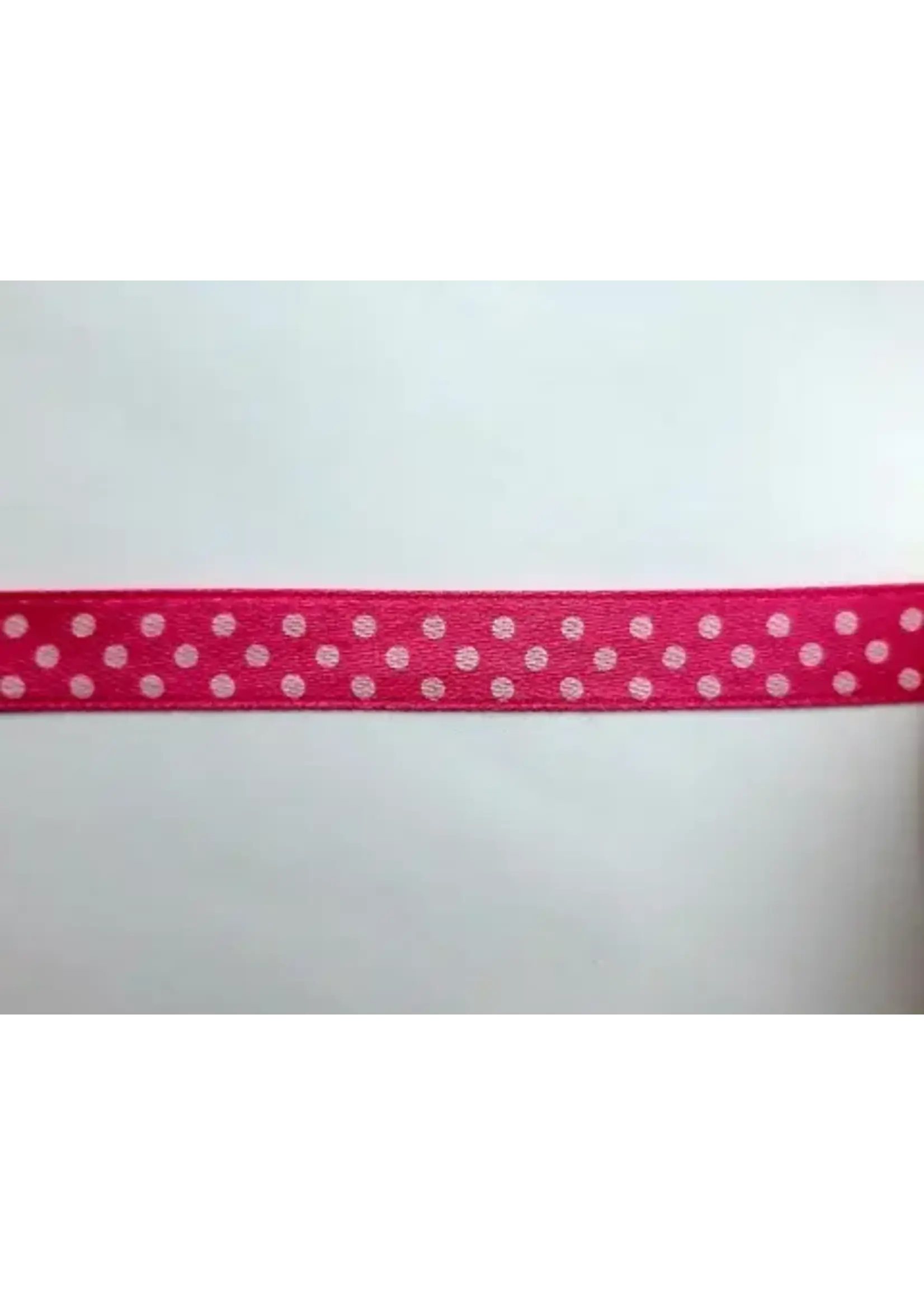 Lint roze met witte stip 1cm, per meter nr roze 19
