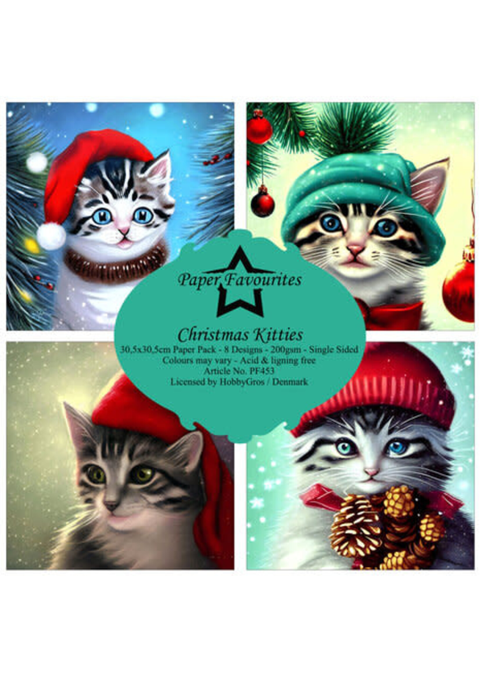 Paper Favorites Christmas Kitties 12x12 Inch Paper Pack (PF453)