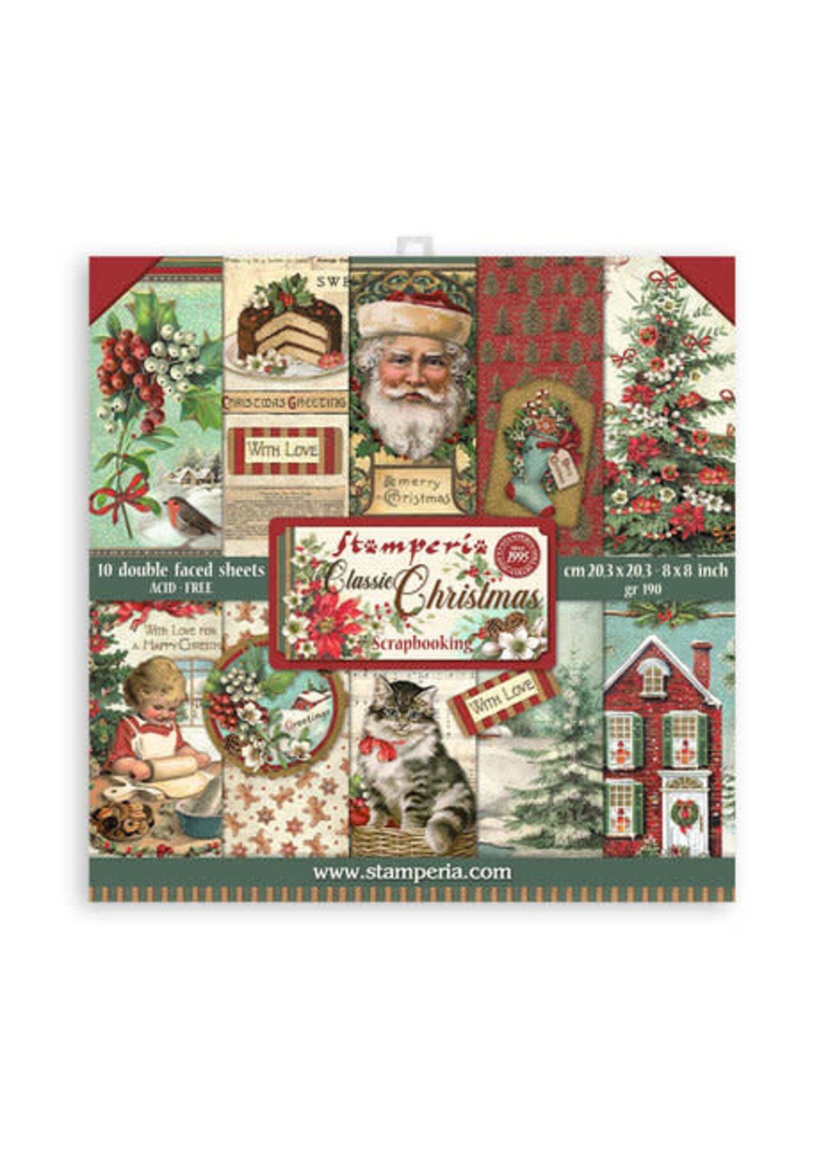 Stamperia Classic Christmas 8x8 Inch Paper Pack (SBBS17)