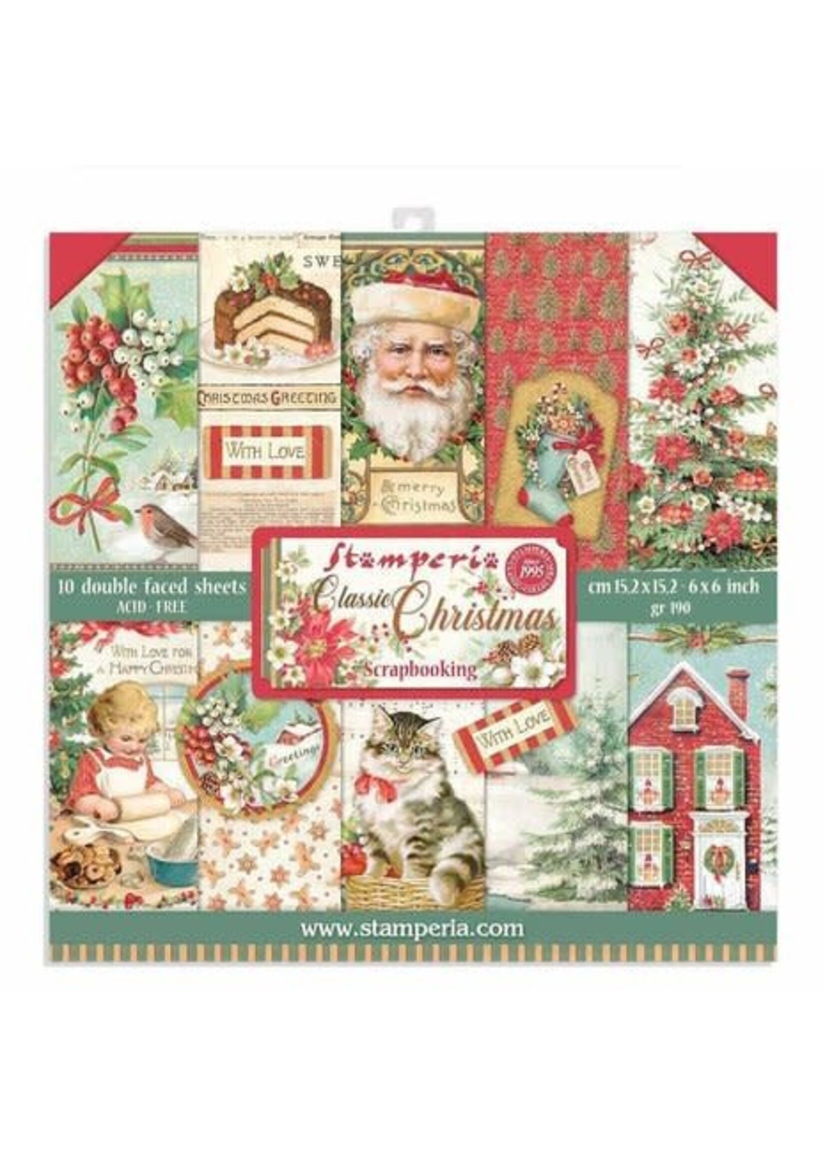 Stamperia Classic Christmas 6x6 Inch Paper Pack (SBBXS06)