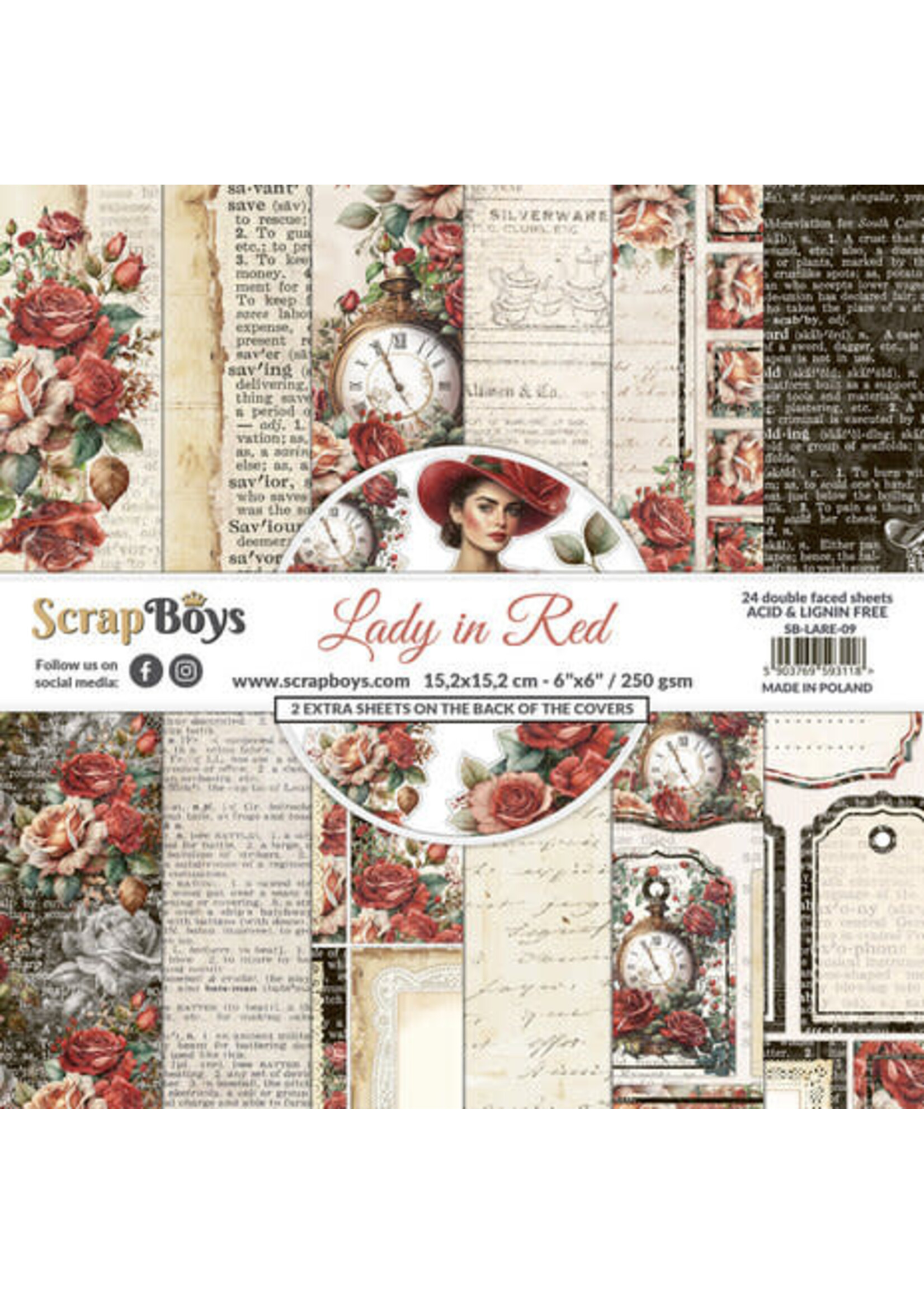 Scrapboys Lady in Red 6x6 Inch Paper Pad (SB-LARE-09)