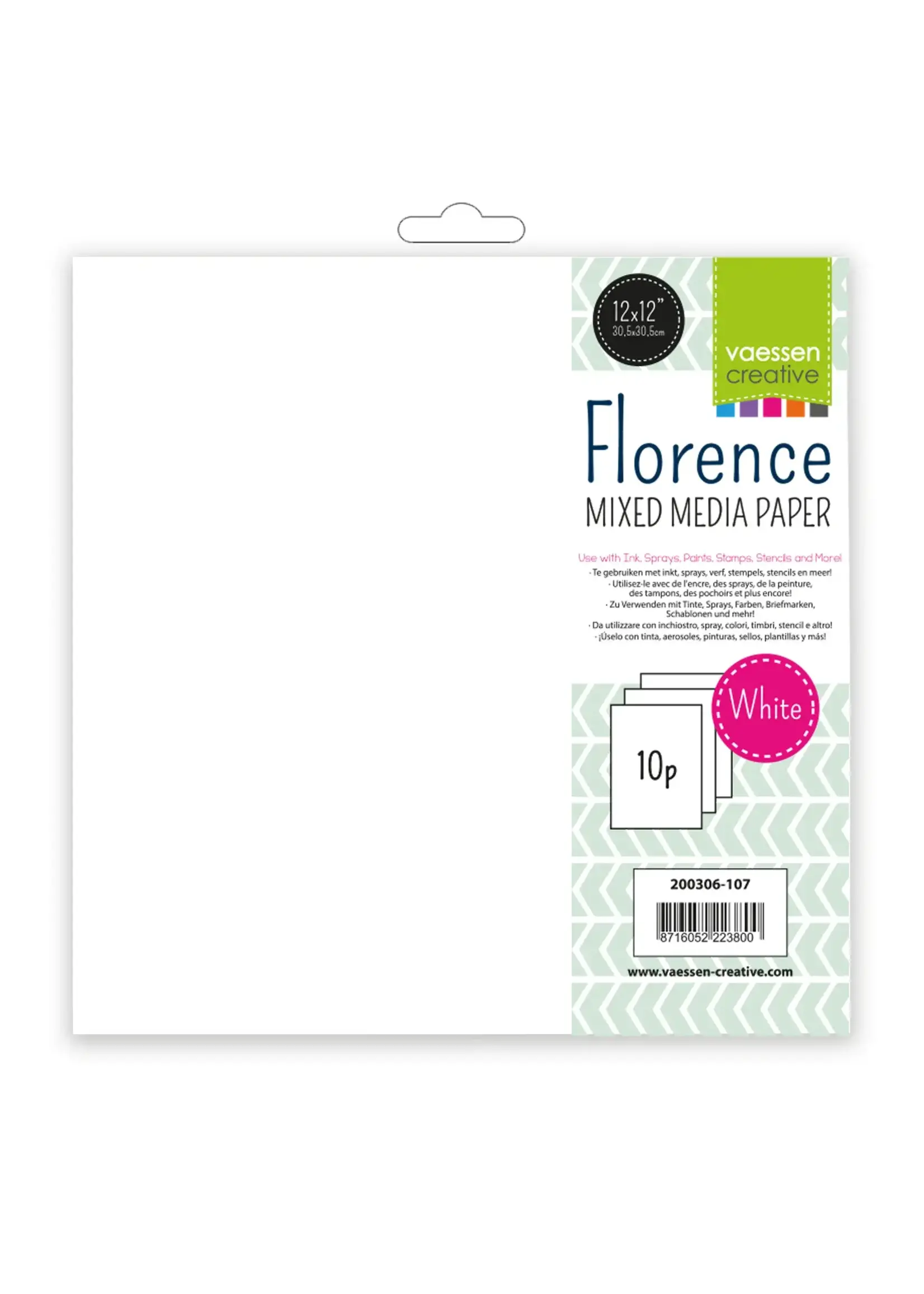 Florence Florence • Mixed Media Papier Glad 30,5x30,5cm 240g Wit 10stuks Florence200306-107