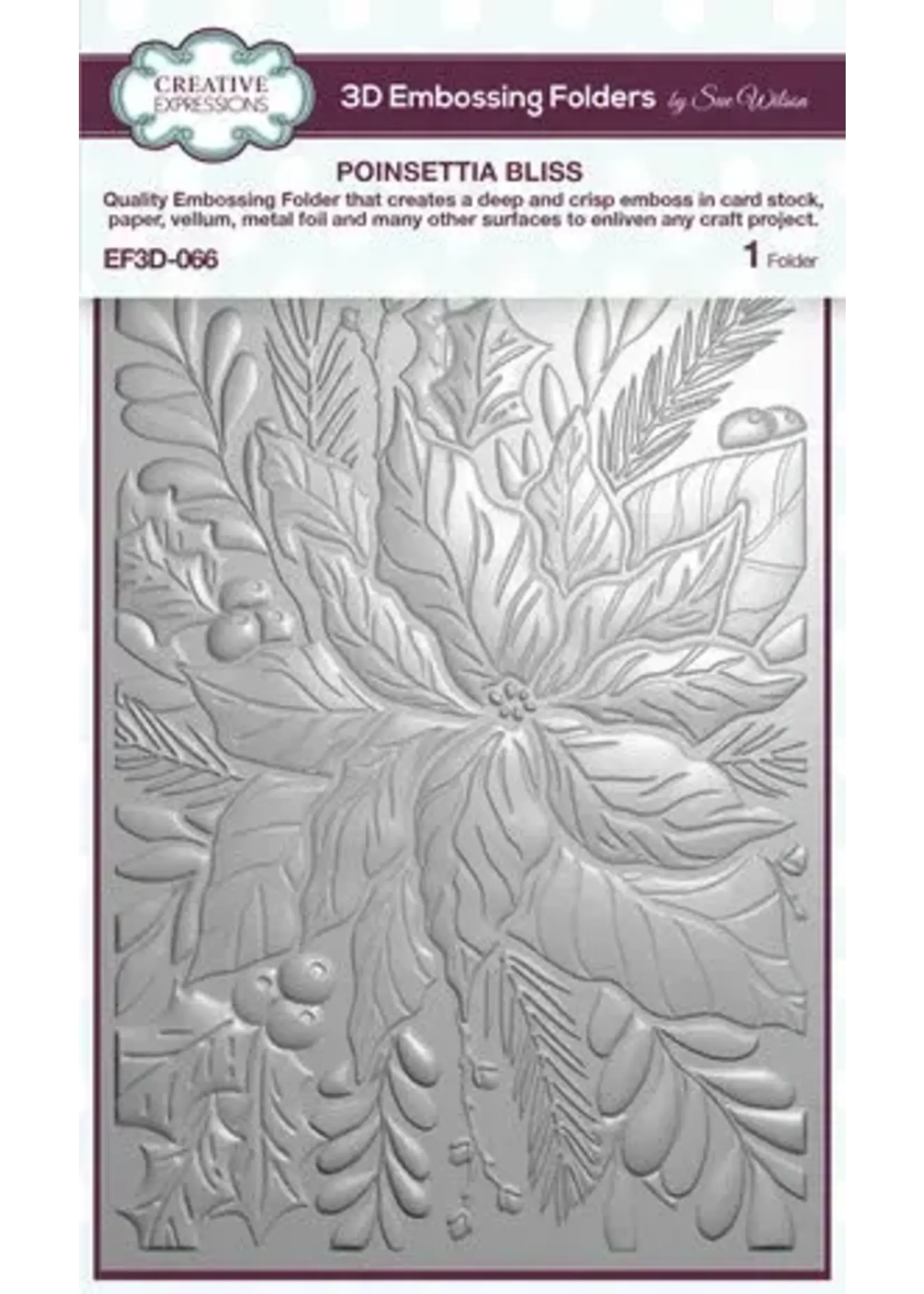 Sue Wilson Craft Sue Wilson 3D Embossing Folder Poinsettia Bliss (EF3D-066)