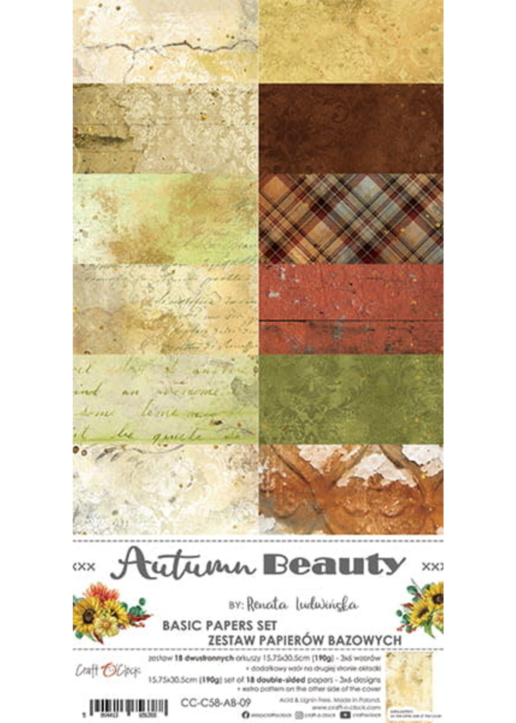 Craft O Clock AUTUMN BEAUTY - SET OF BASIC PAPERS 15,75X30,5CM