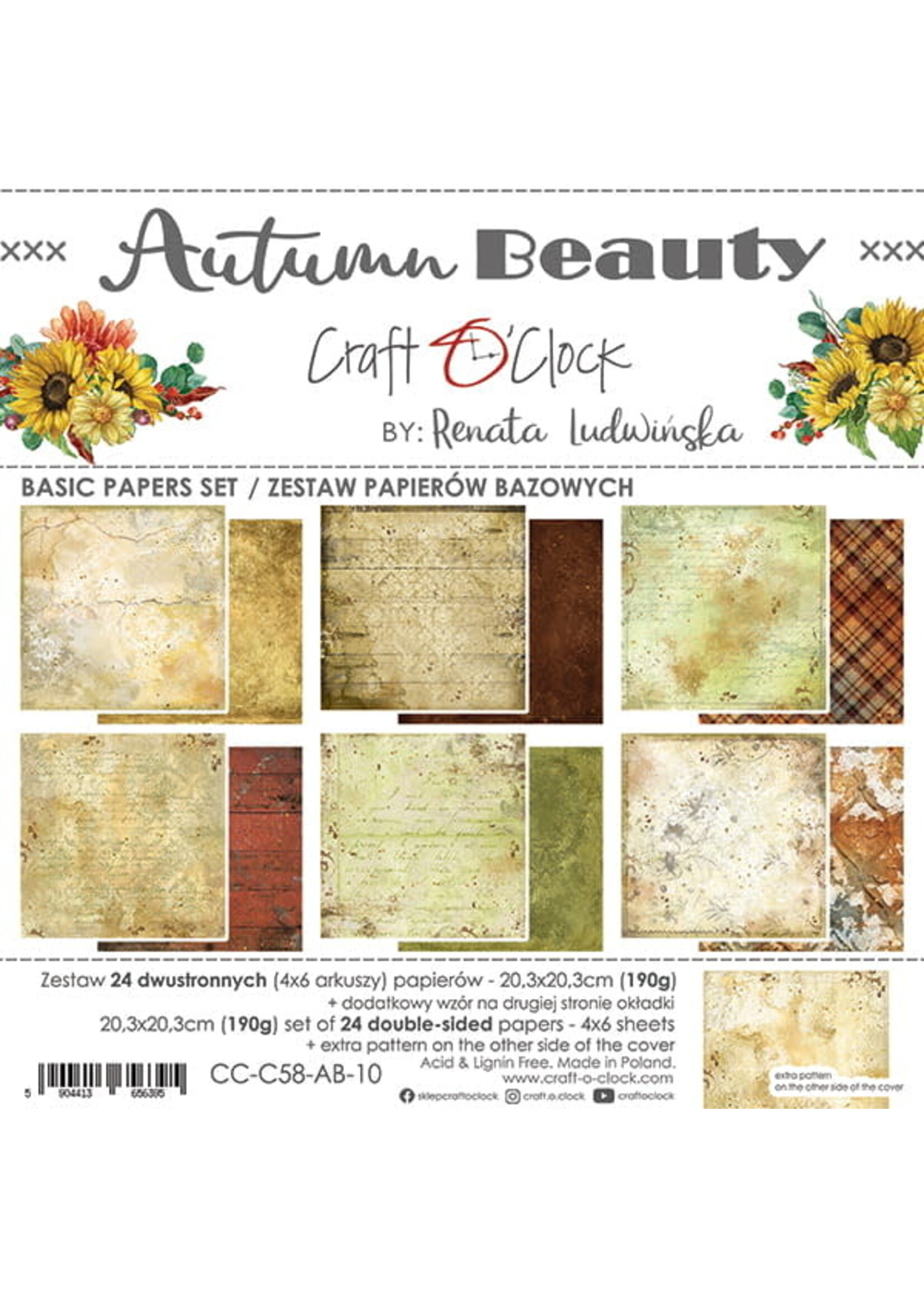 Craft O Clock AUTUMN BEAUTY - SET OF BASIC PAPERS 20,3X20,3CM