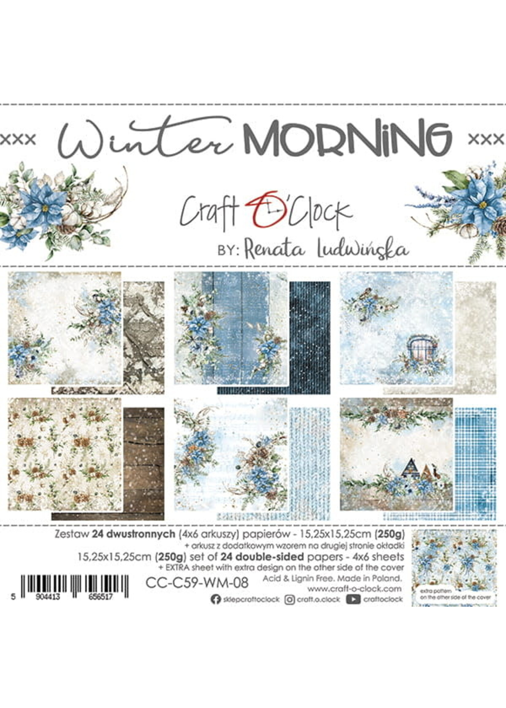 Craft O Clock WINTER MORNING - A SET OF PAPERS 15,25X15,25CM