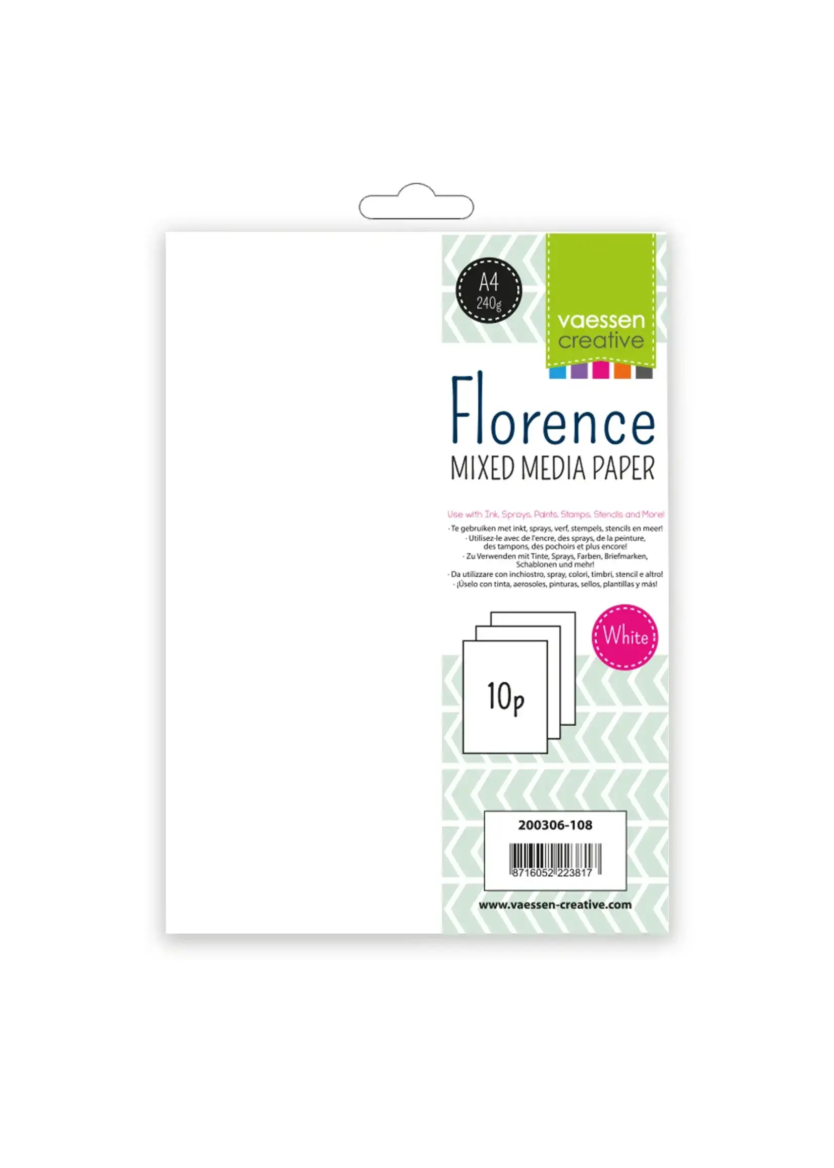 Florence Florence • Mixed Media Papier Glad A4 240g Wit 10stuks Florence200306-108