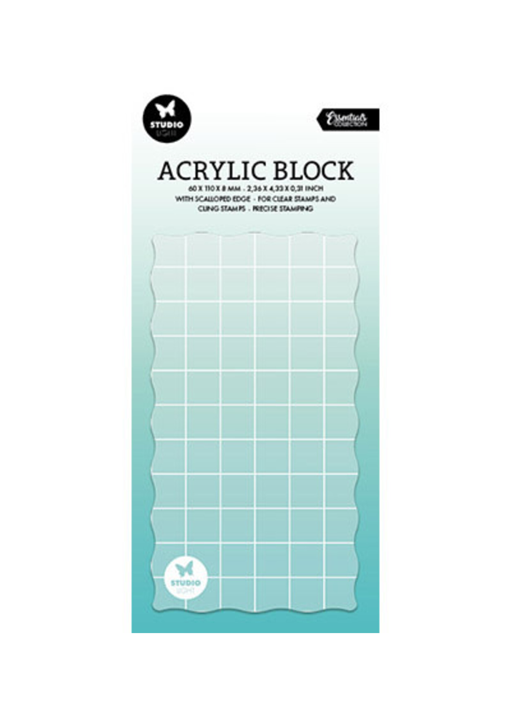 Studio Light SL-ES-ASB08 - Acrylic stamping block for clear and cling stamps with grid Essentials nr.08