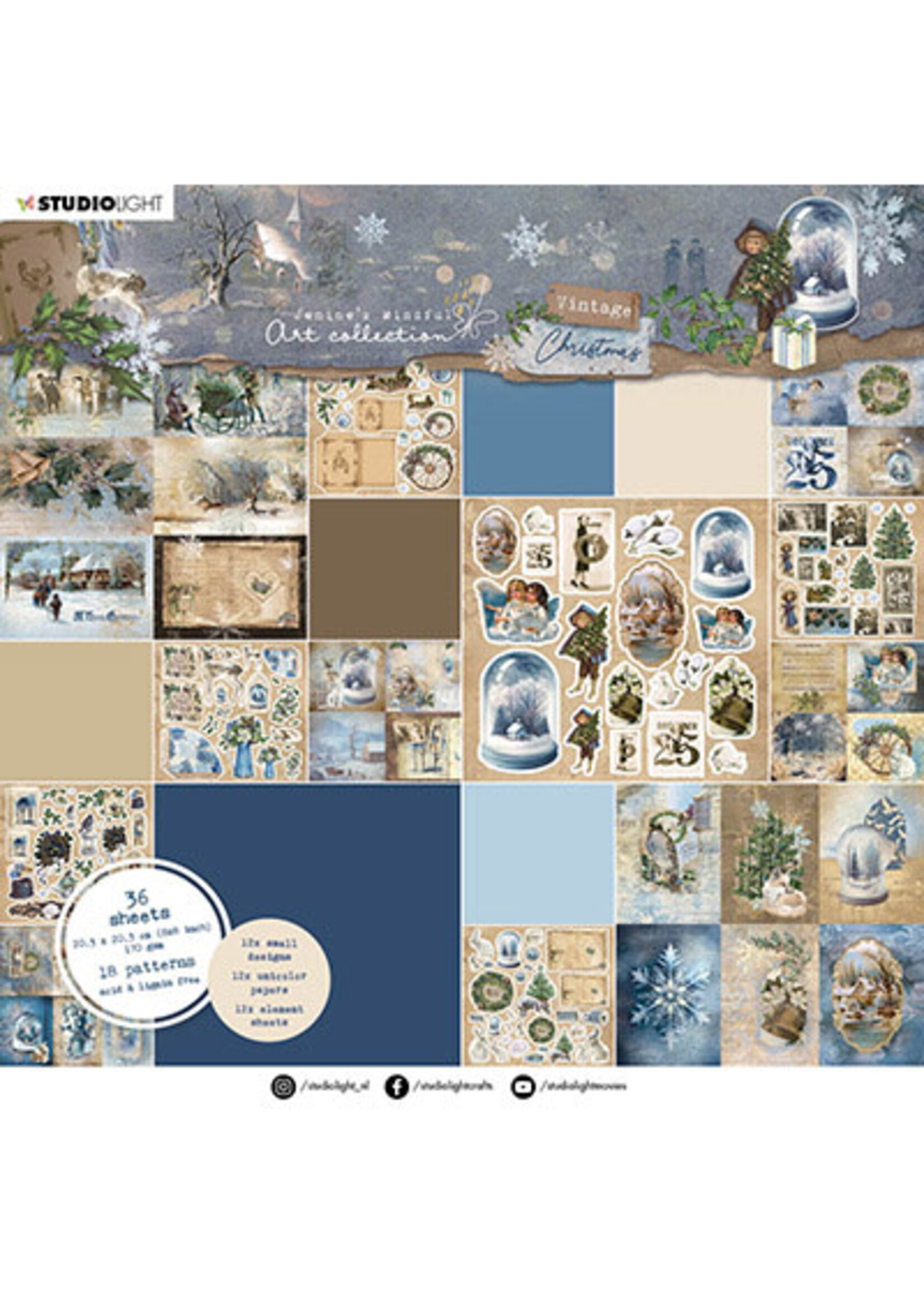 Jenine's Mindfull Collectie JMA-VC-PP115 - Small Designs & Elements Vintage Christmas nr.115