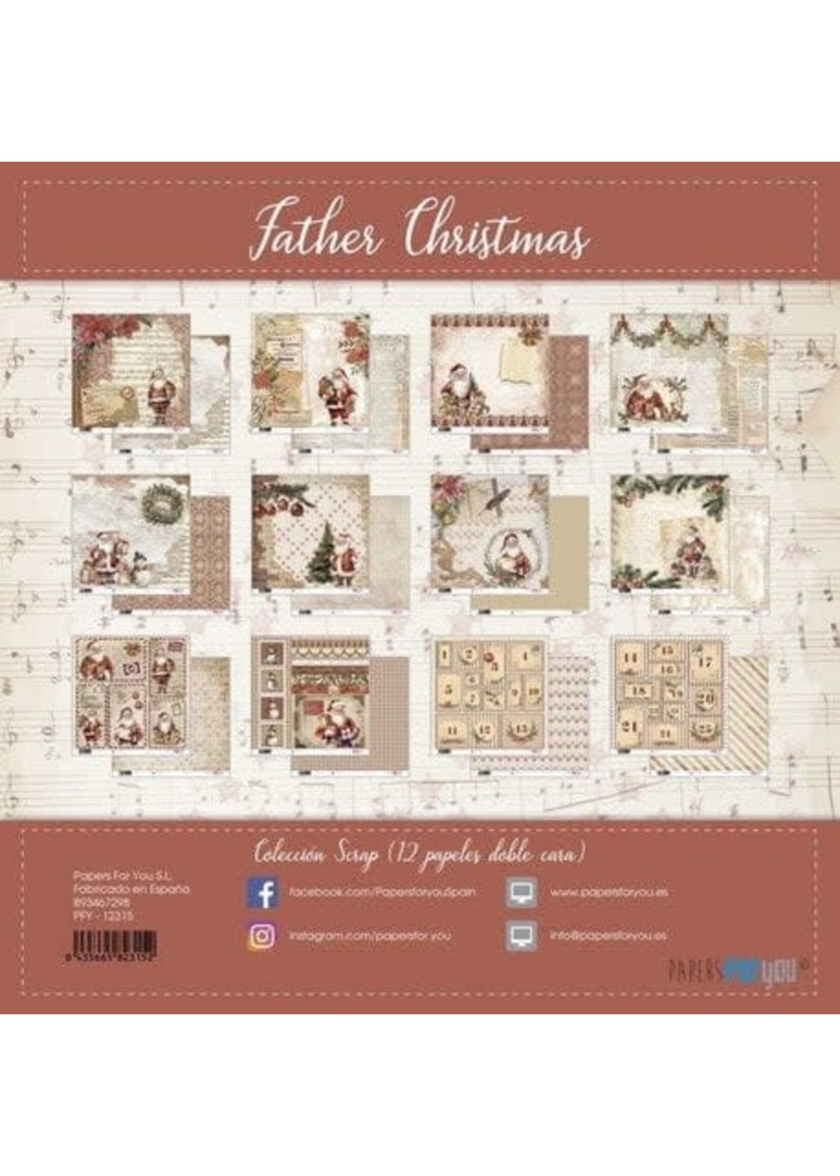 Papers for you Father Christmas Scrap Paper Pack (12pcs) (PFY-12315)