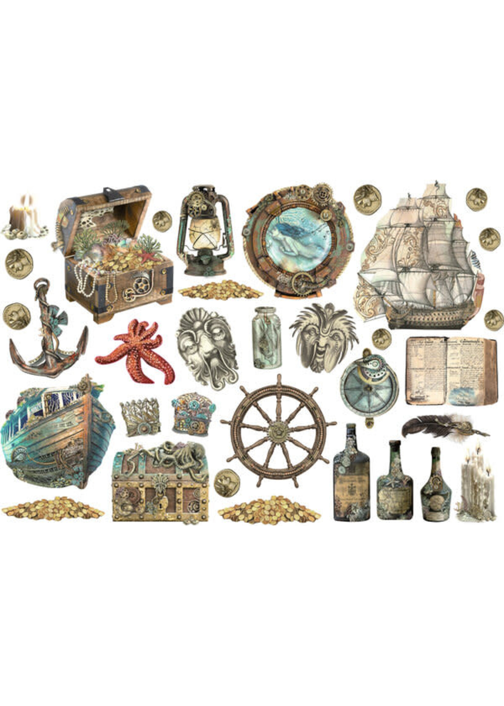 Stamperia Songs of the Sea Ephemera Sea Sailing Ship and Elements (34pcs) (DFLCT30)