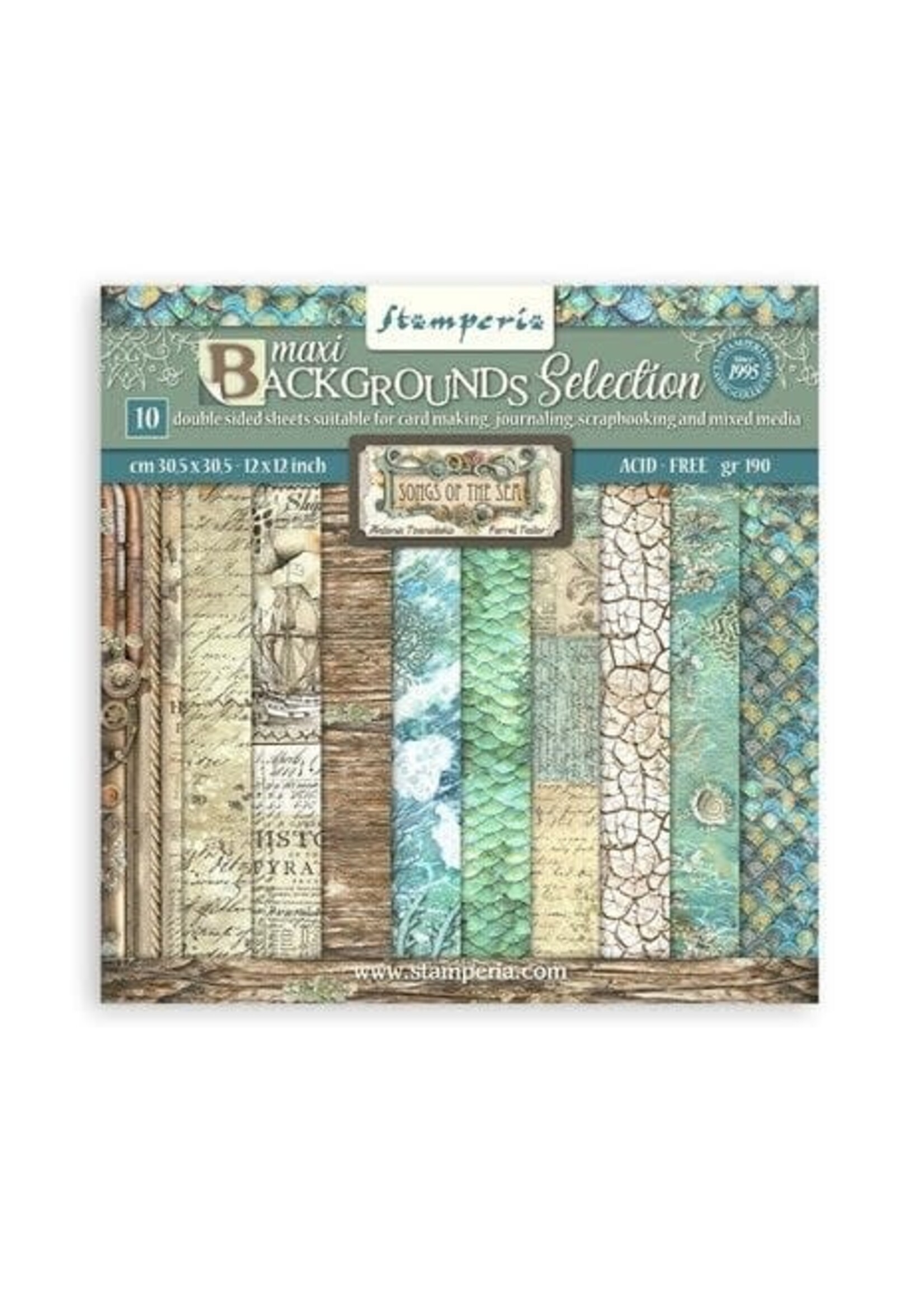 Stamperia Songs of the Sea Maxi Background 12x12 Inch Paper Pack (SBBL142)