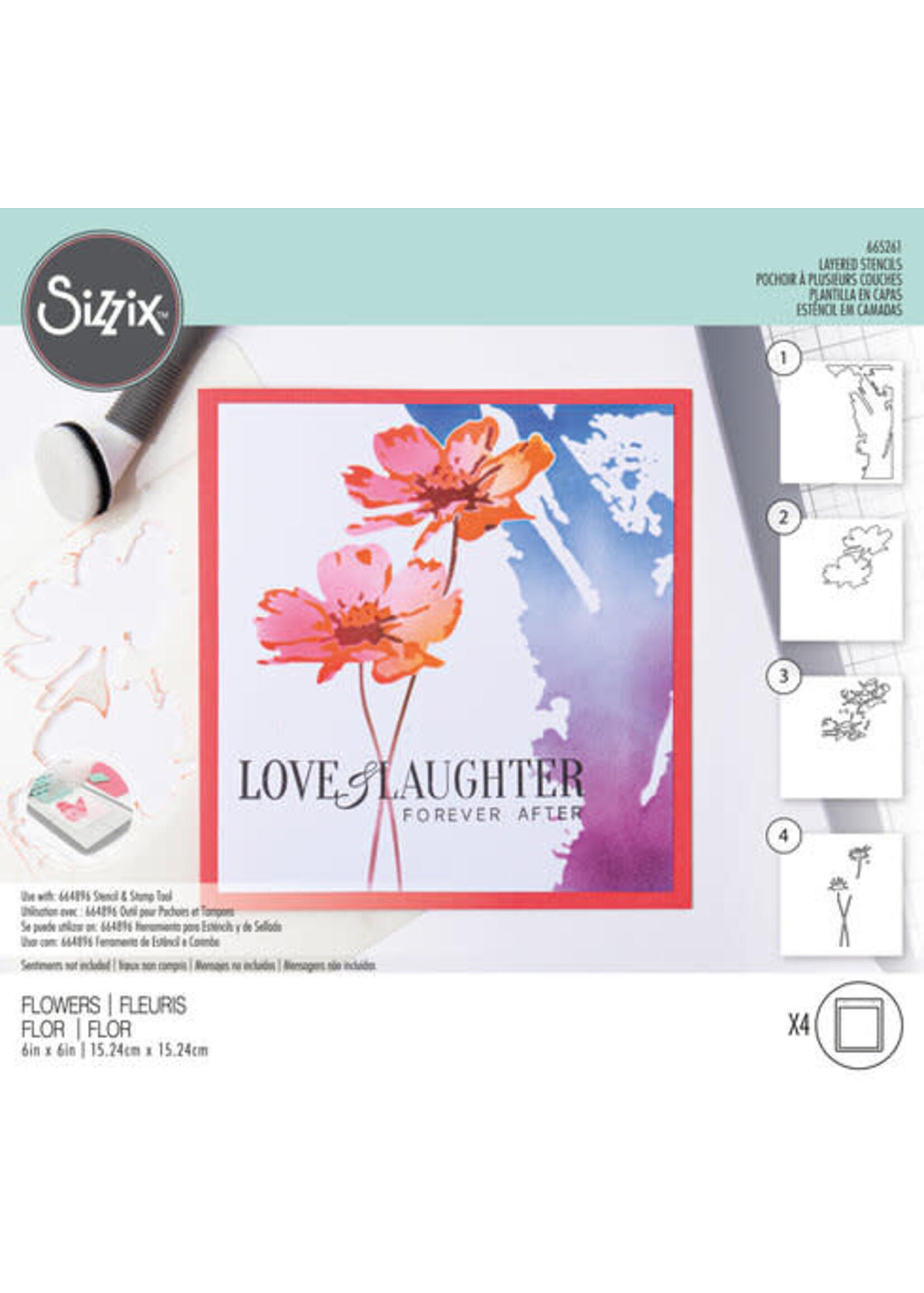 Sizzix Layered Stencils by Olivia Rose Flowers (4pcs) (665261)