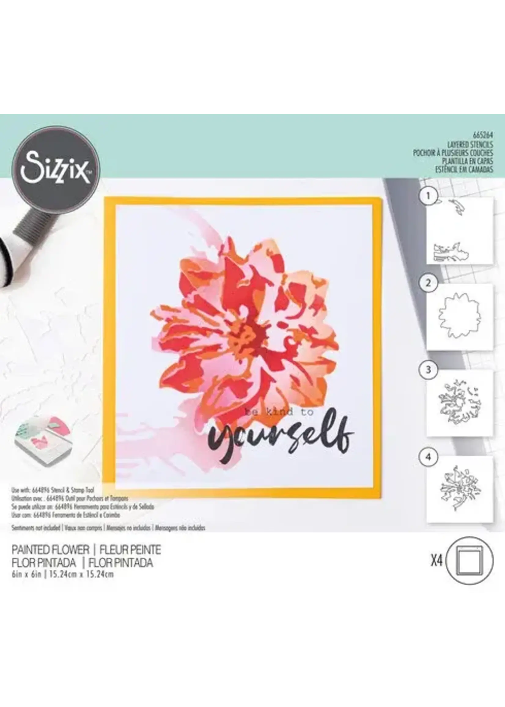 Sizzix Layered Stencils by Olivia Rose Painted Flower (4pcs) (665264)