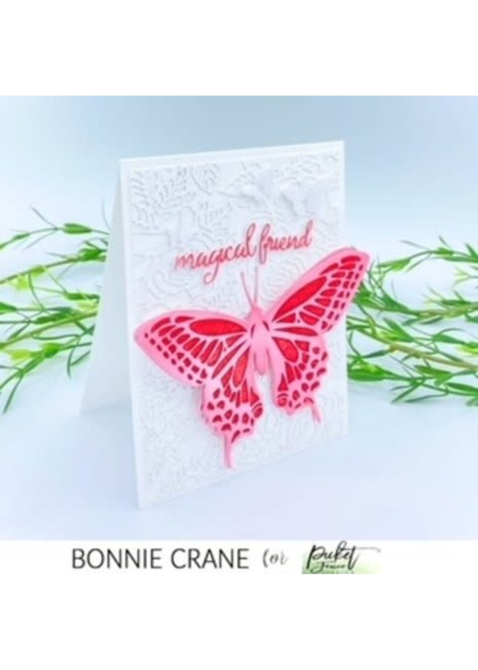 Picket Friends Layered Flaunt Butterfly 4x10 Inch Stencil (SC-296)