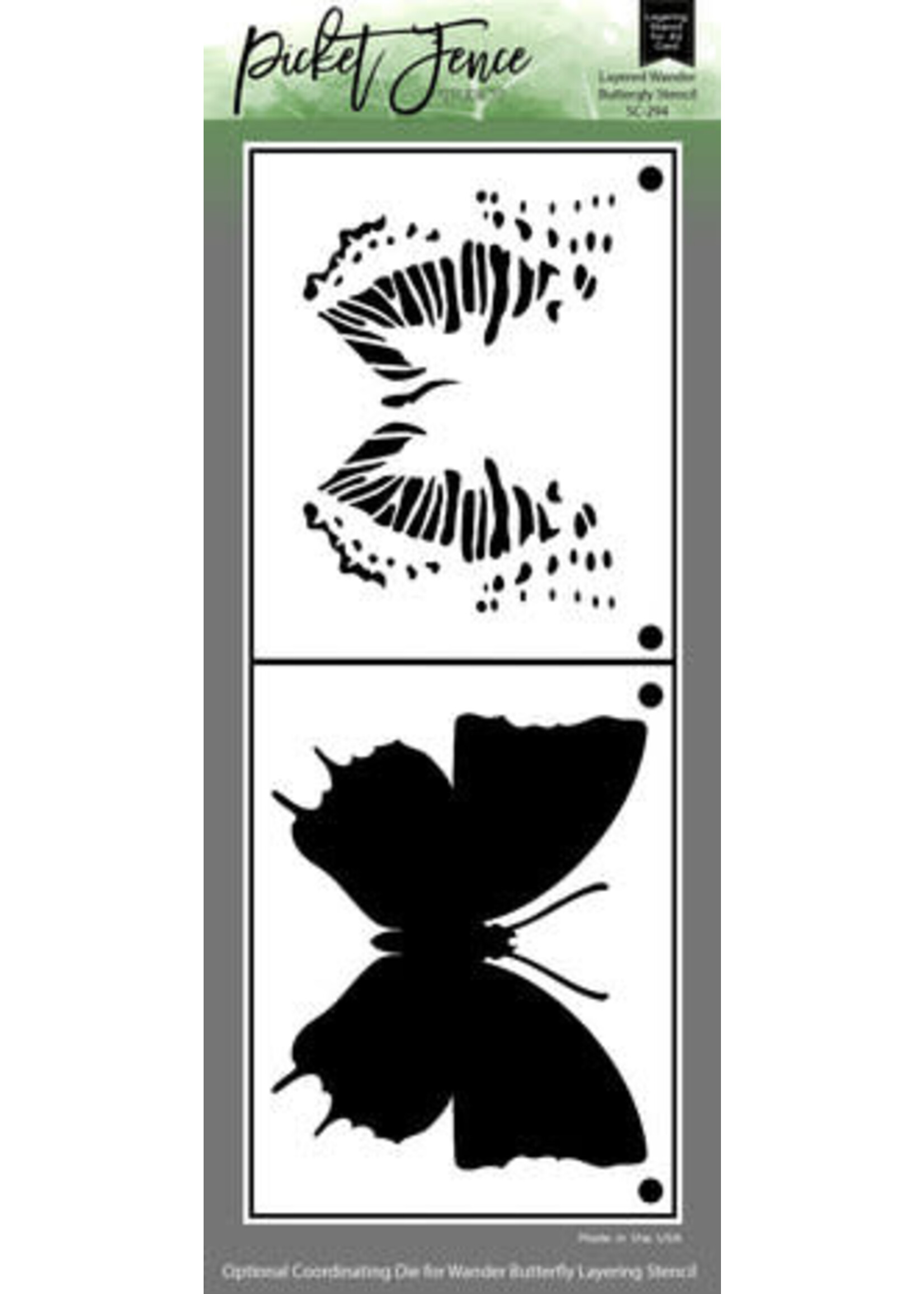 Picket Friends Layered Wander Butterfly 4x10 Inch Stencil (SC-294)