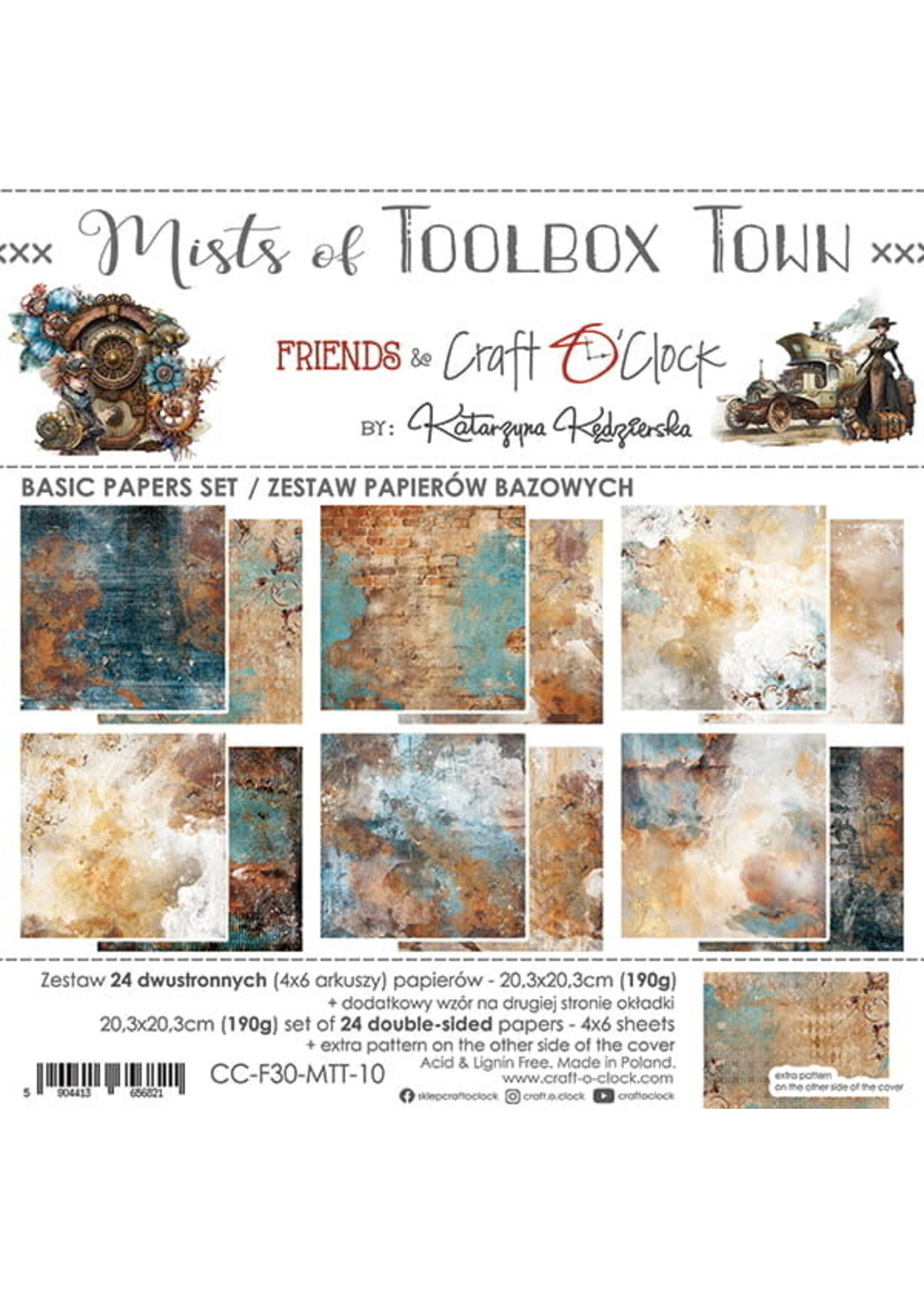 Craft O Clock MISTS OF TOOLBOX TOWN - SET OF BASIC PAPERS 20,3X20,3CM