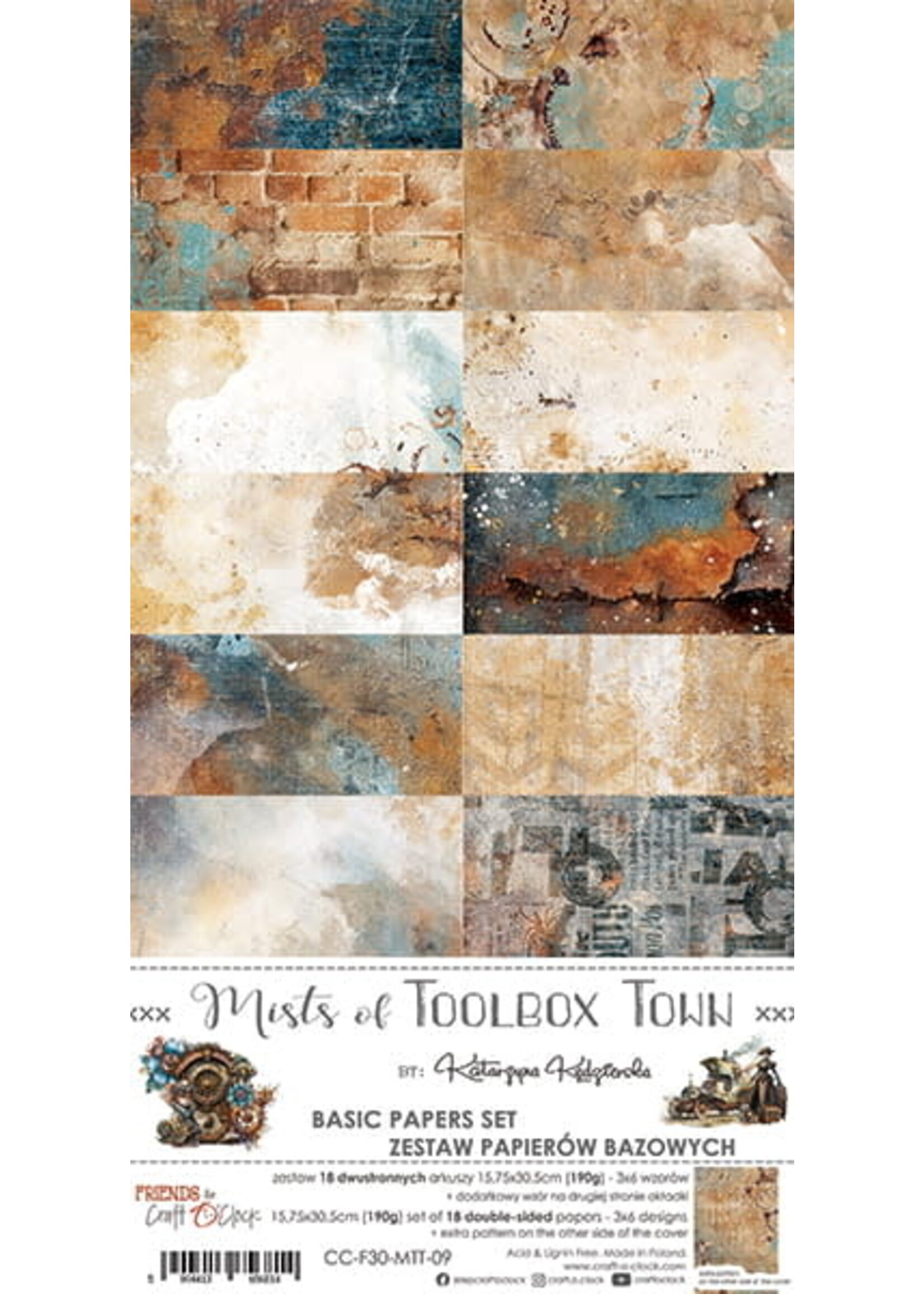 Craft O Clock MISTS OF TOOLBOX TOWN - SET OF BASIC PAPERS 15,75X30,5CM