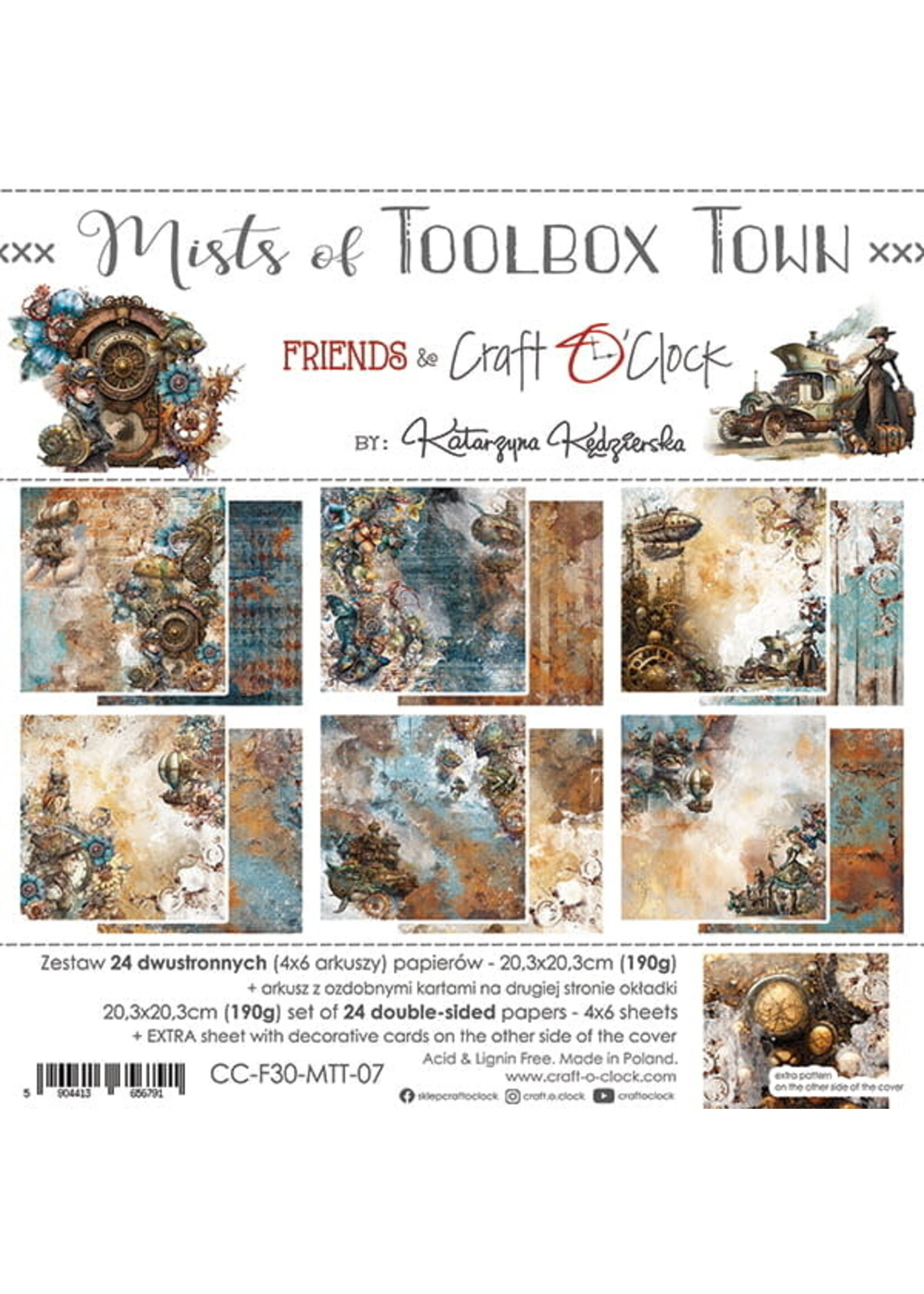 Craft O Clock MISTS OF TOOLBOX TOWN - A SET OF PAPERS 20,3X20,3CM