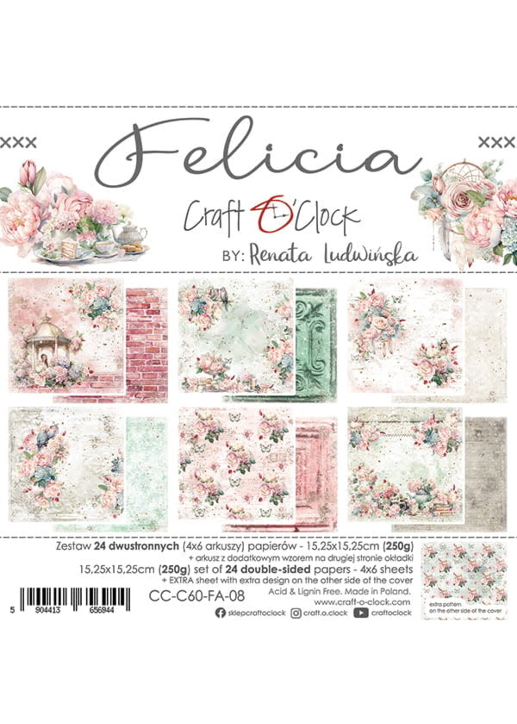 Craft O Clock FELICIA - A SET OF PAPERS 15,25X15,25CM