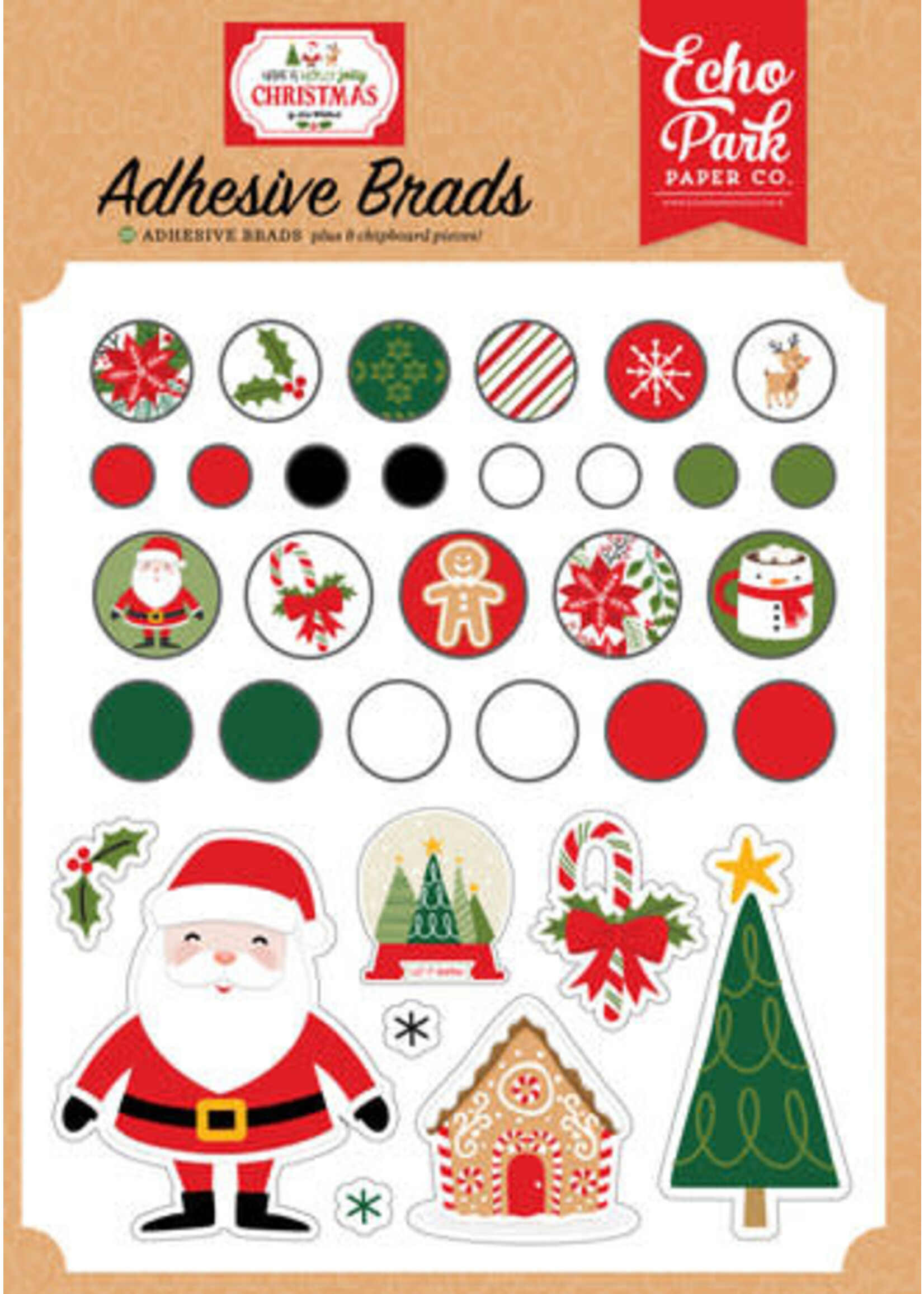 Echo Park Have A Holly Jolly Christmas Adhesive Brads (HJC331020)