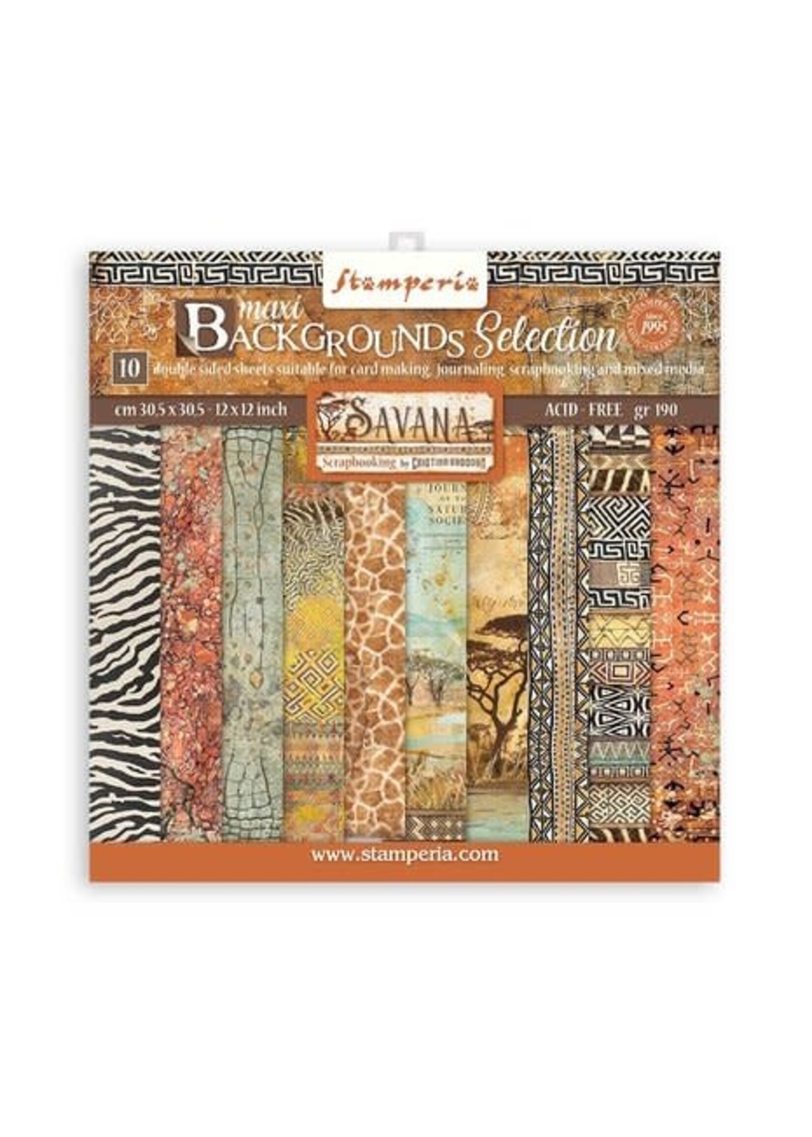 Stamperia Savana Maxi Backgrounds 12x12 Inch Paper Pack (SBBL109