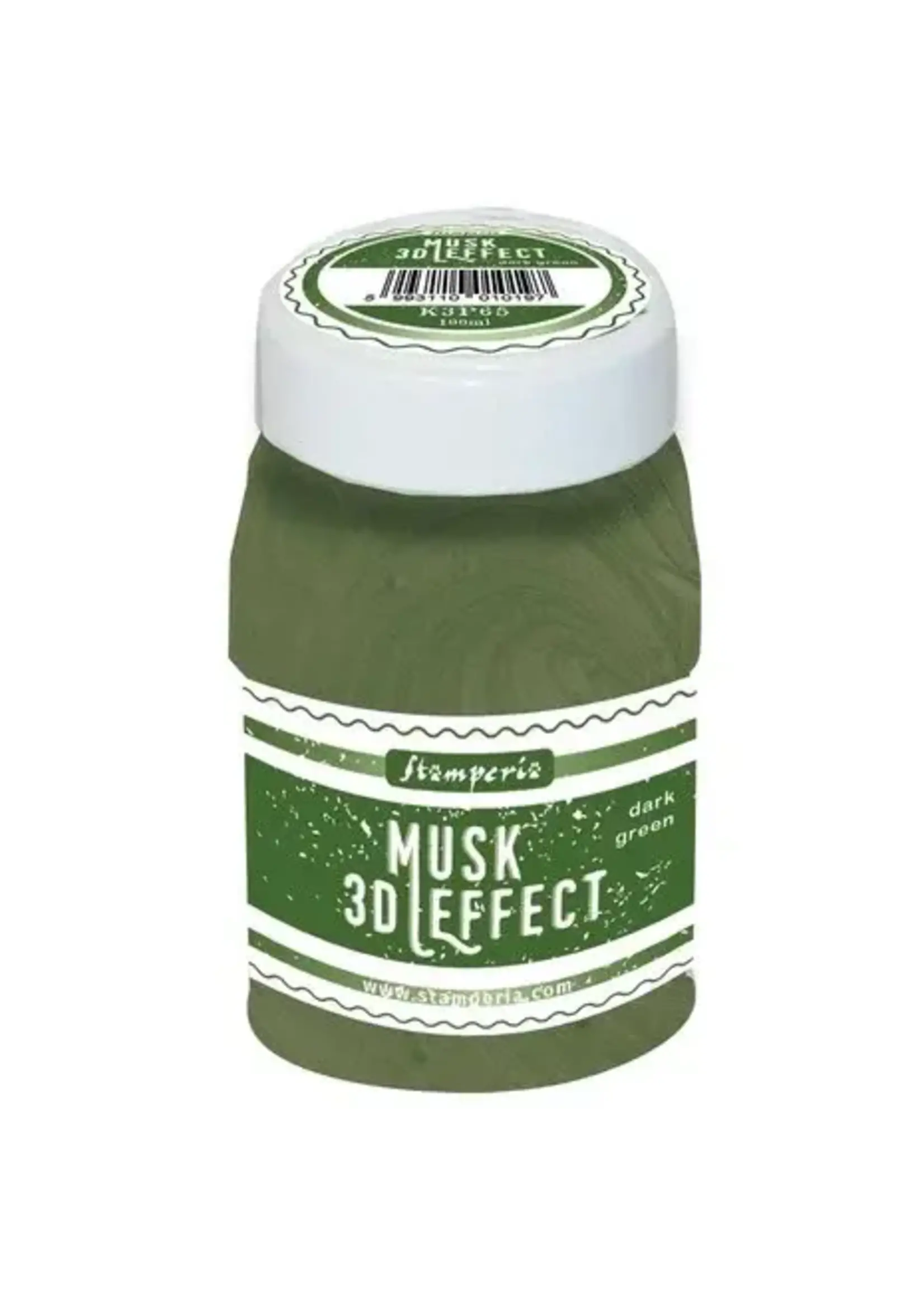 Stamperia 3D Musk Effect Dark Green (100ml) (K3P65) gebruik een heattool voor 3D effect