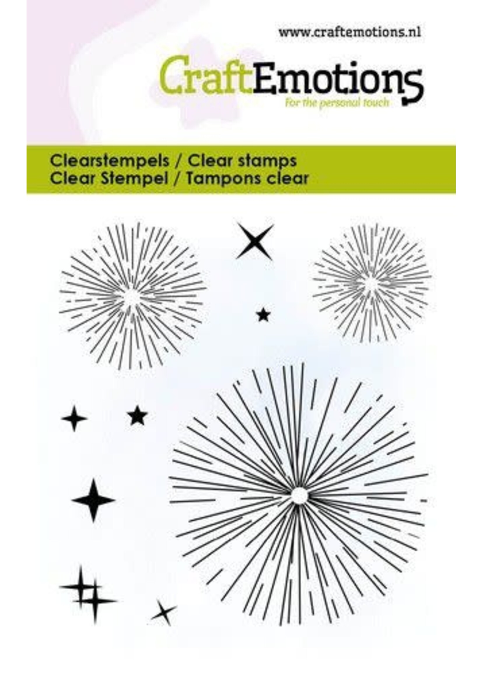 Craft Emotions CraftEmotions clearstamps 6x7cm - Vuurwerk met sterren (08-23) Artikelnummer 130501/5043