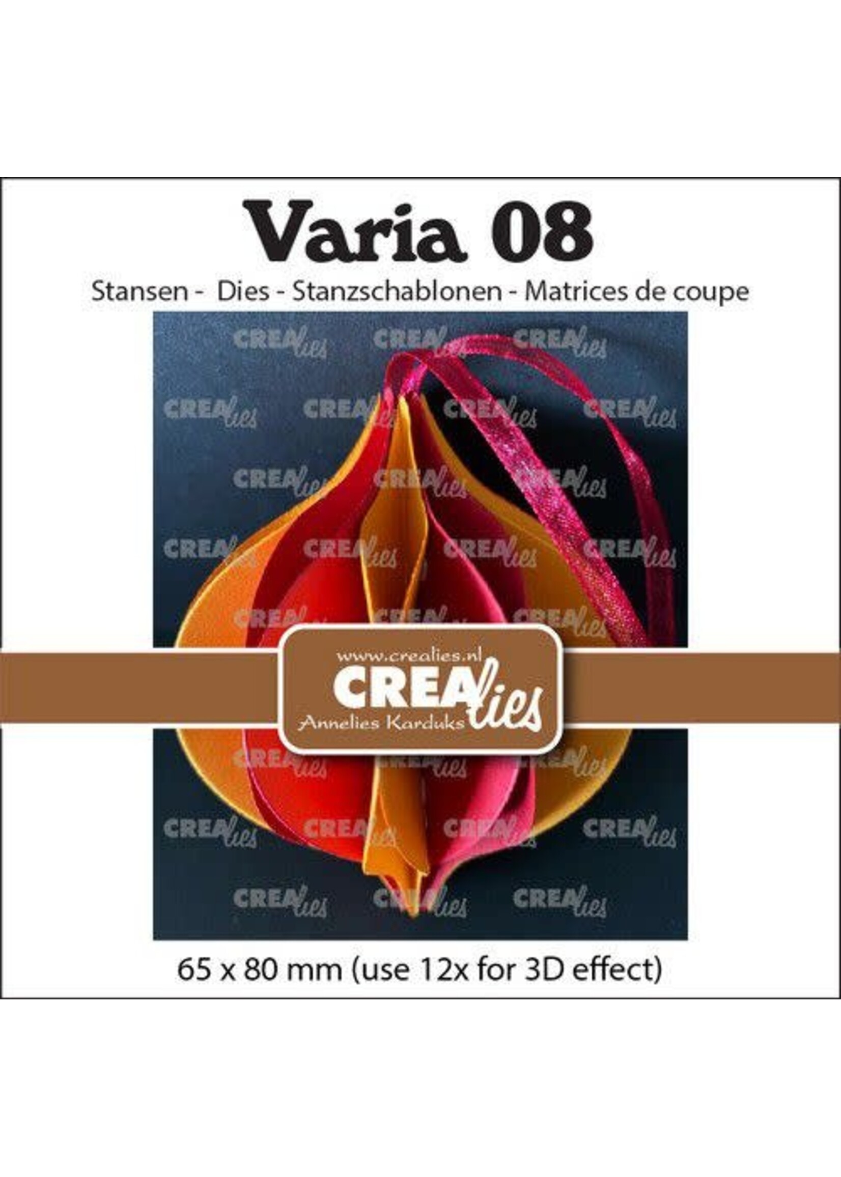 Crealies Crealies Varia 08 3D Kerstbal CLVARIA08 65x80mm(use12xfor3Deffect) (08-23) Artikelnummer 115634/1958