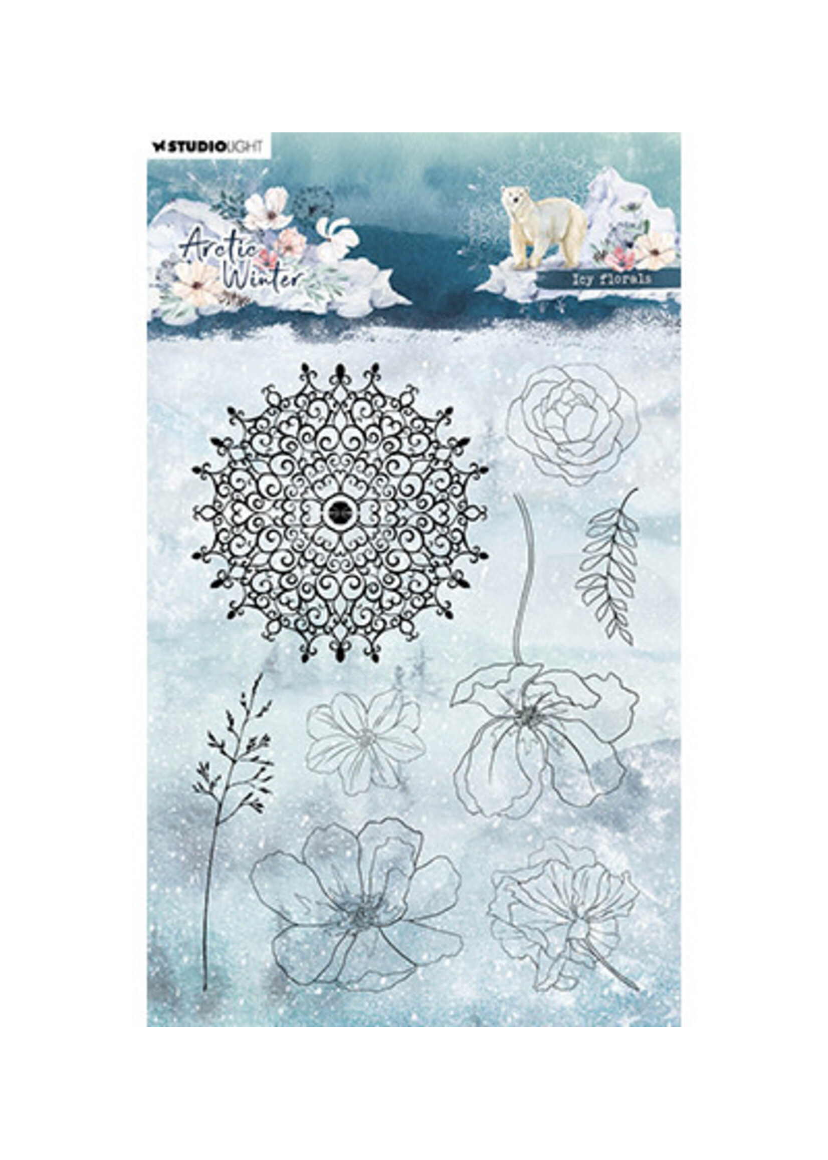 Studio Light SL-AW-STAMP583 - Icy florals Artic Winter nr.583