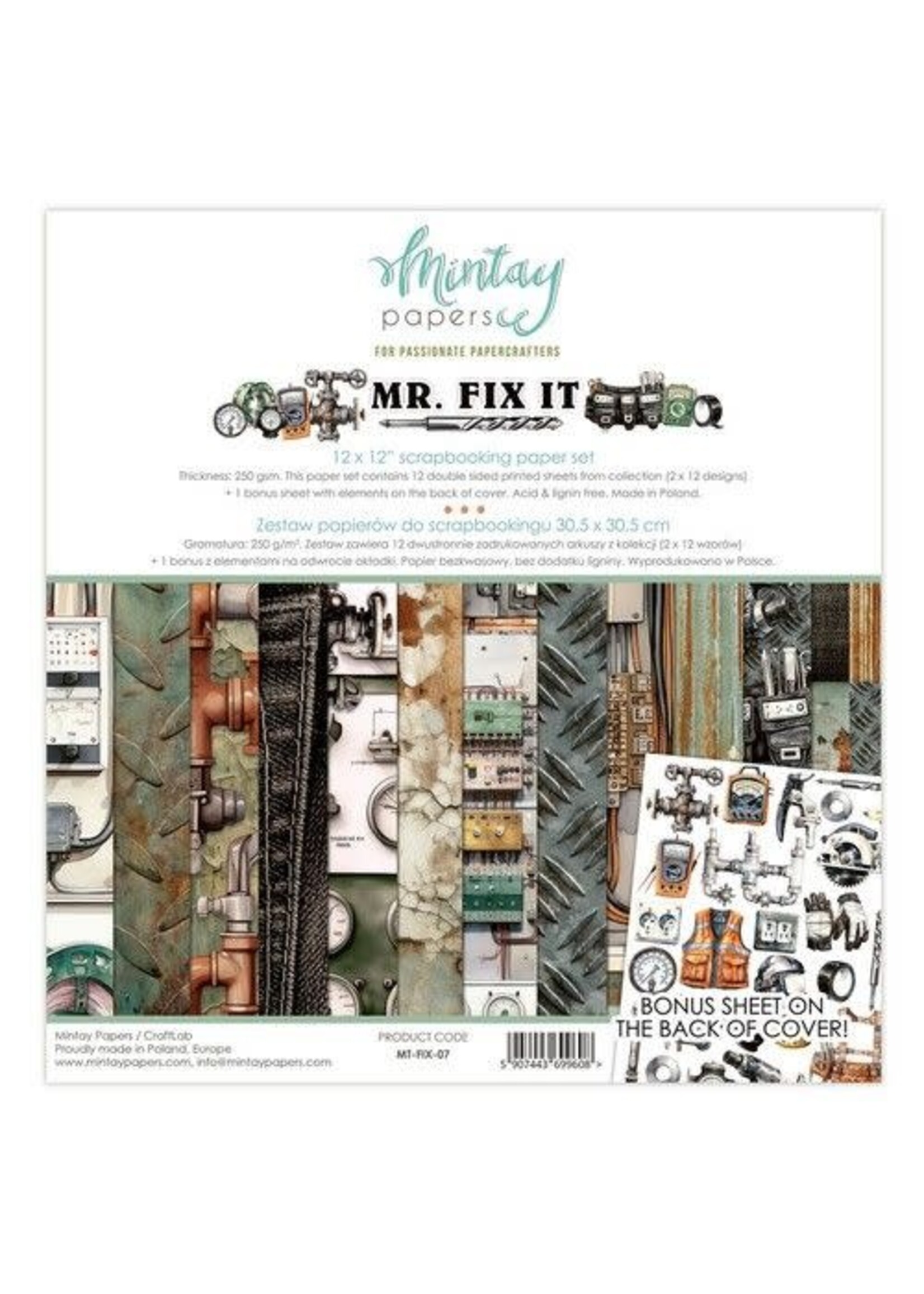 Mintay Mintay 12 x 12 Paper Set - Mr. Fix It MT-FIX-07