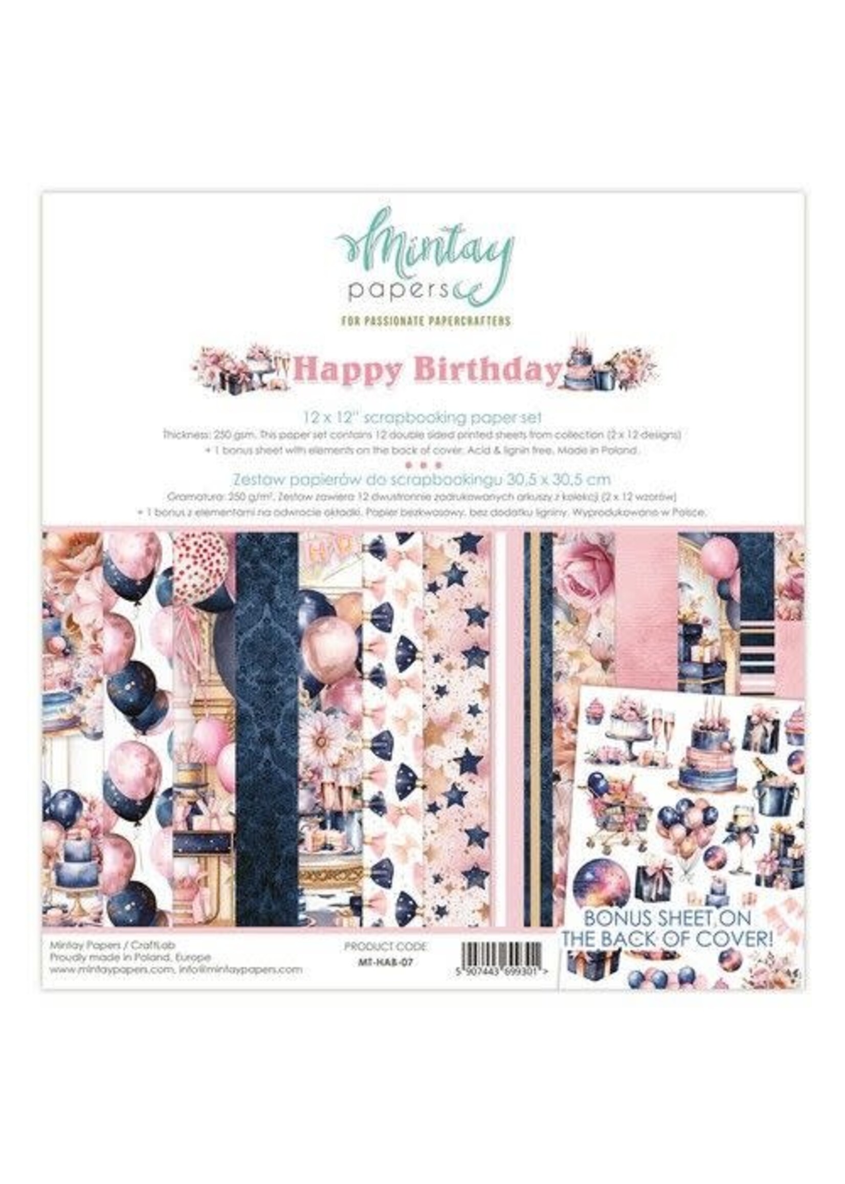 Mintay Mintay 12 x 12 Paper Set - Happy Birthday MT-HAB-07