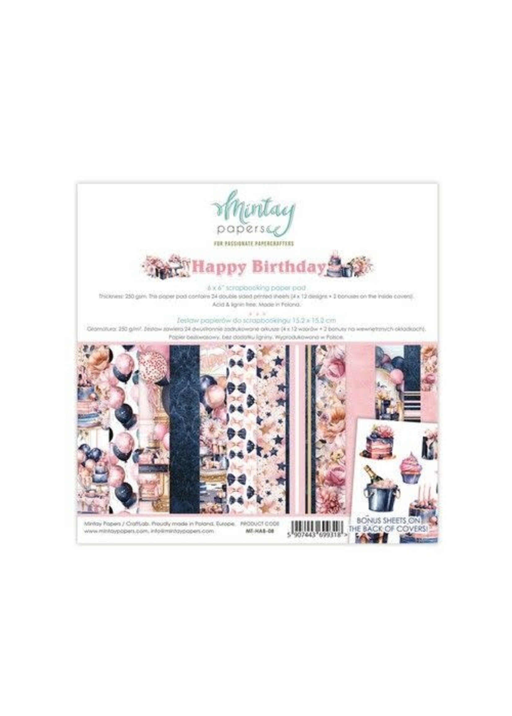Mintay Mintay 6 x 6 Paper Pad - Happy Birthday MT-HAB-08