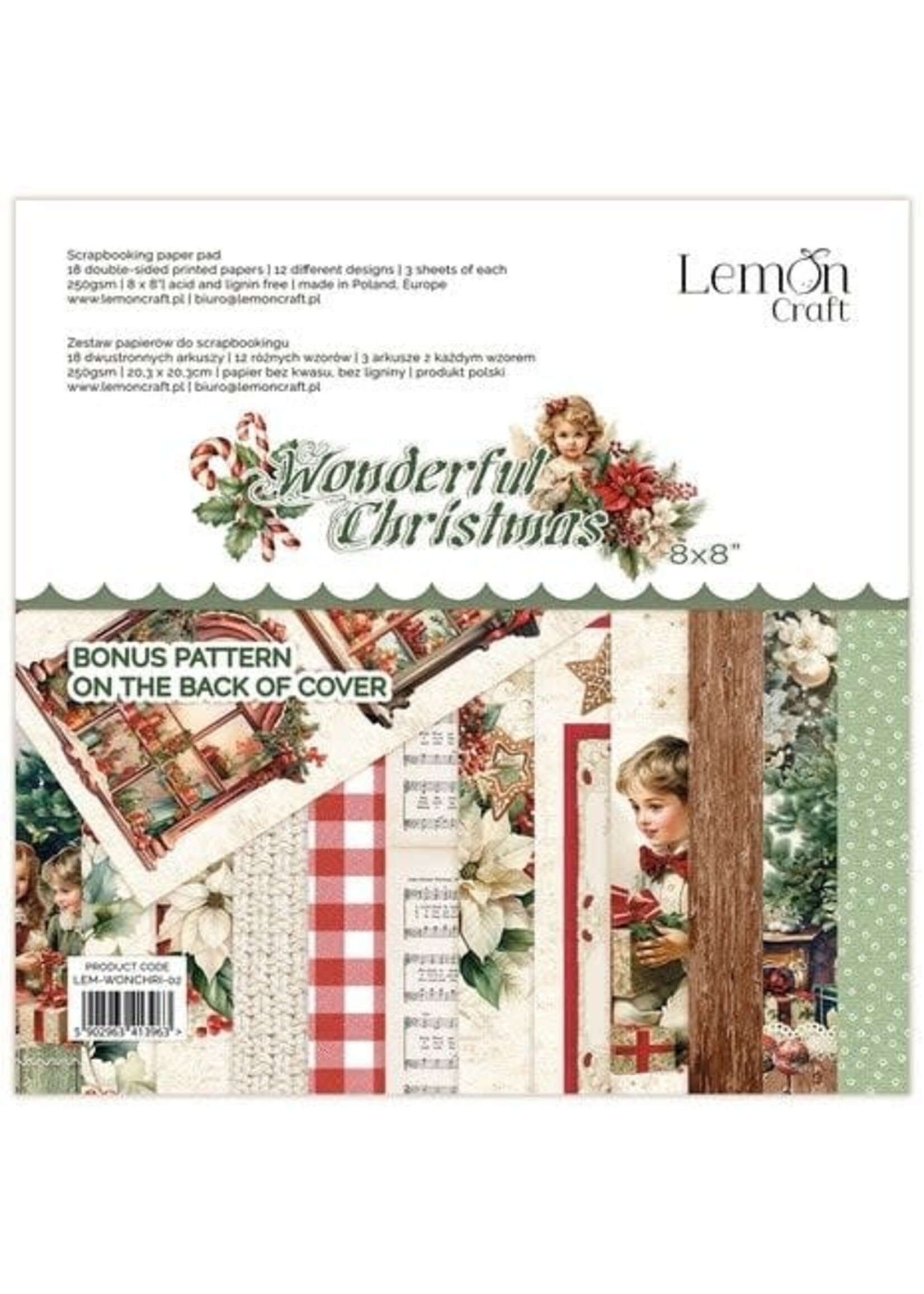 Lemon Craft Wonderful Christmas 8x8 Inch Paper Pad (LEM-WONCHRI-02)