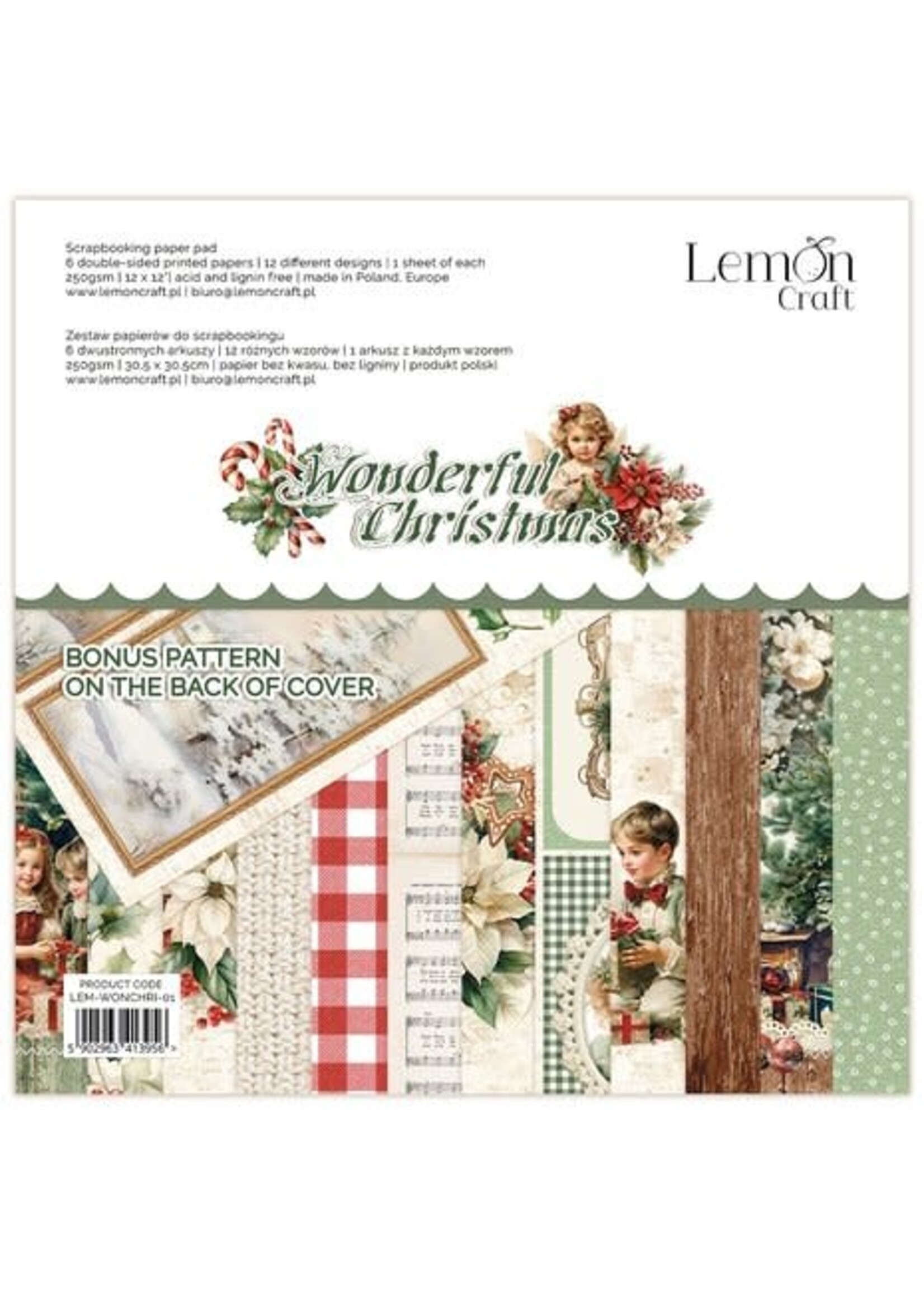 Lemon Craft LemonCraft Wonderful Christmas 12x12 Inch Paper Pad (LEM-WONCHRI-01)