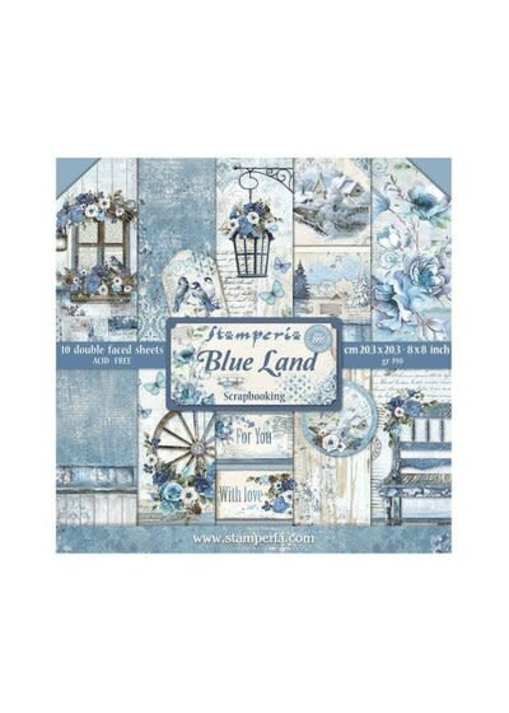 Stamperia Blue Land 8x8 Inch Paper Pack (SBBS84)