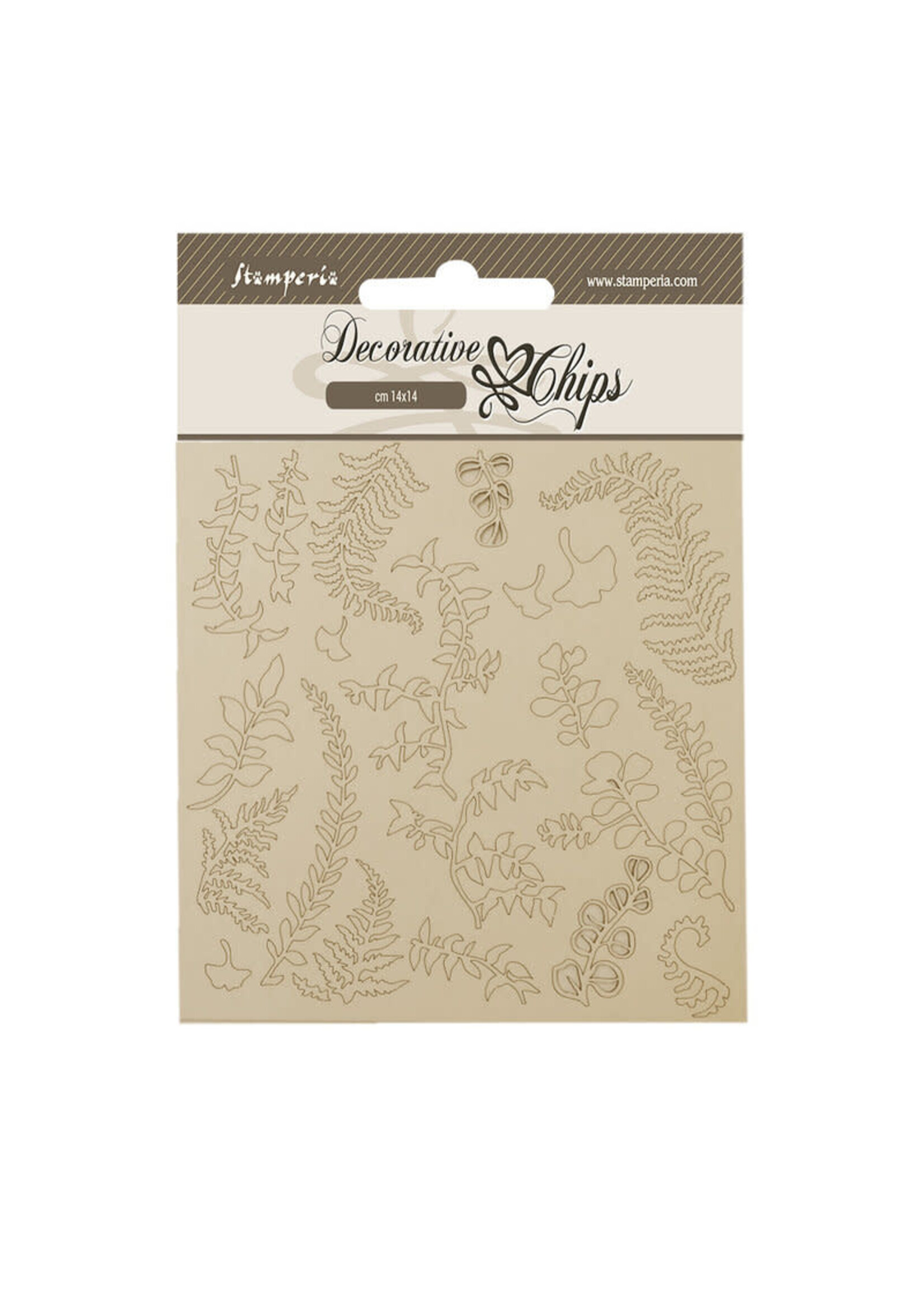 DECORATIVE CHIPS CM 14X14 - WOODLAND BRANCHES WITH LEAVES