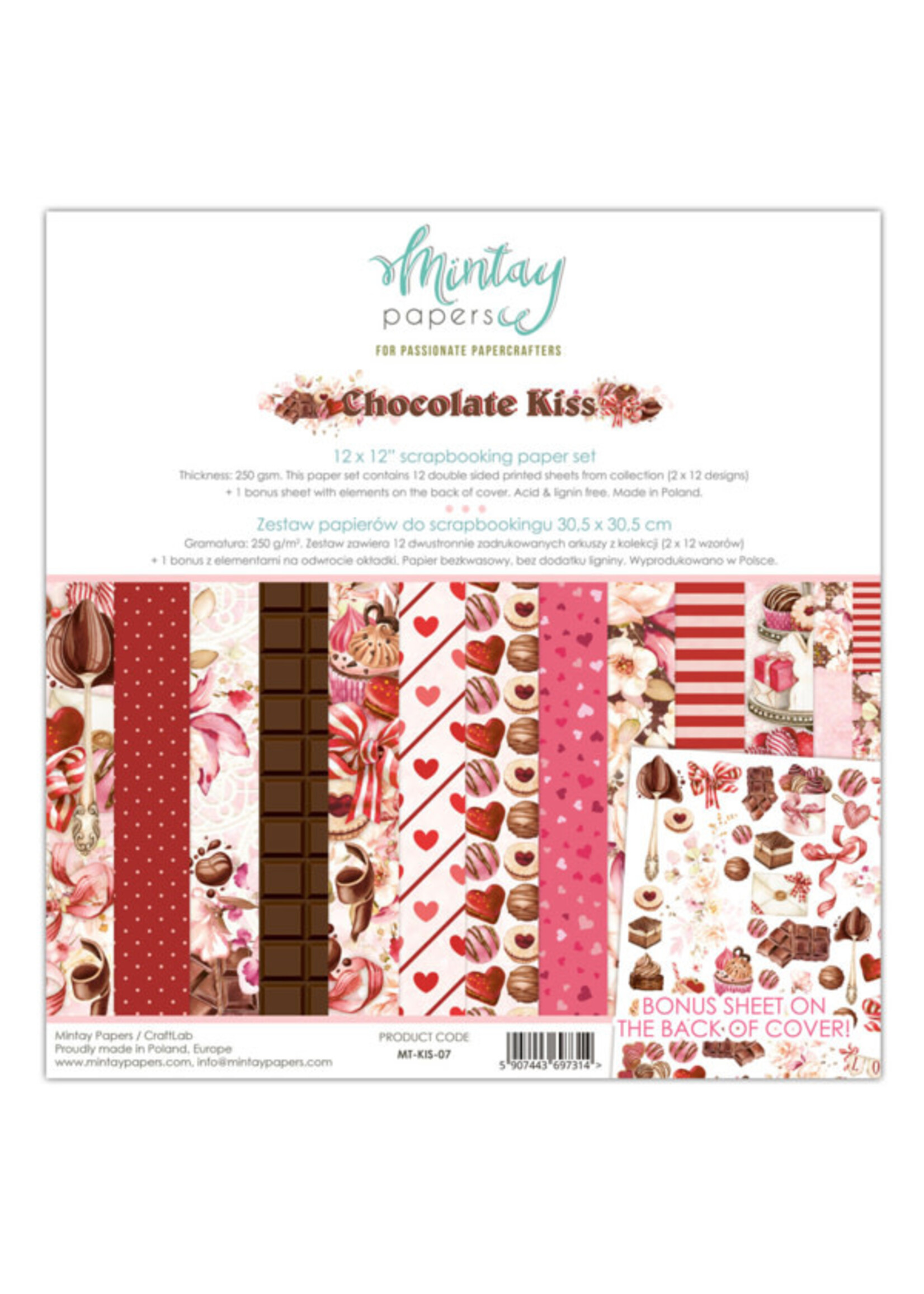 Mintay 12 X 12 PAPIER SET - CHOCOLADE KUS
