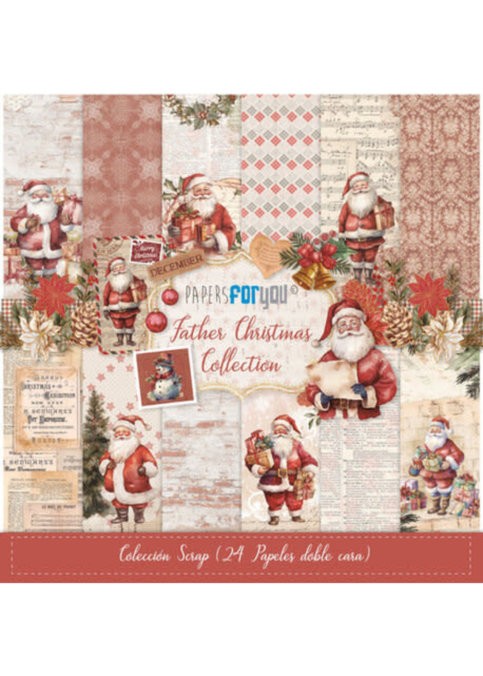 Papers for you Father Christmas Midi Scrap Paper Pack (24pcs) (PFY-12344) 20,3 x 20,3 cm