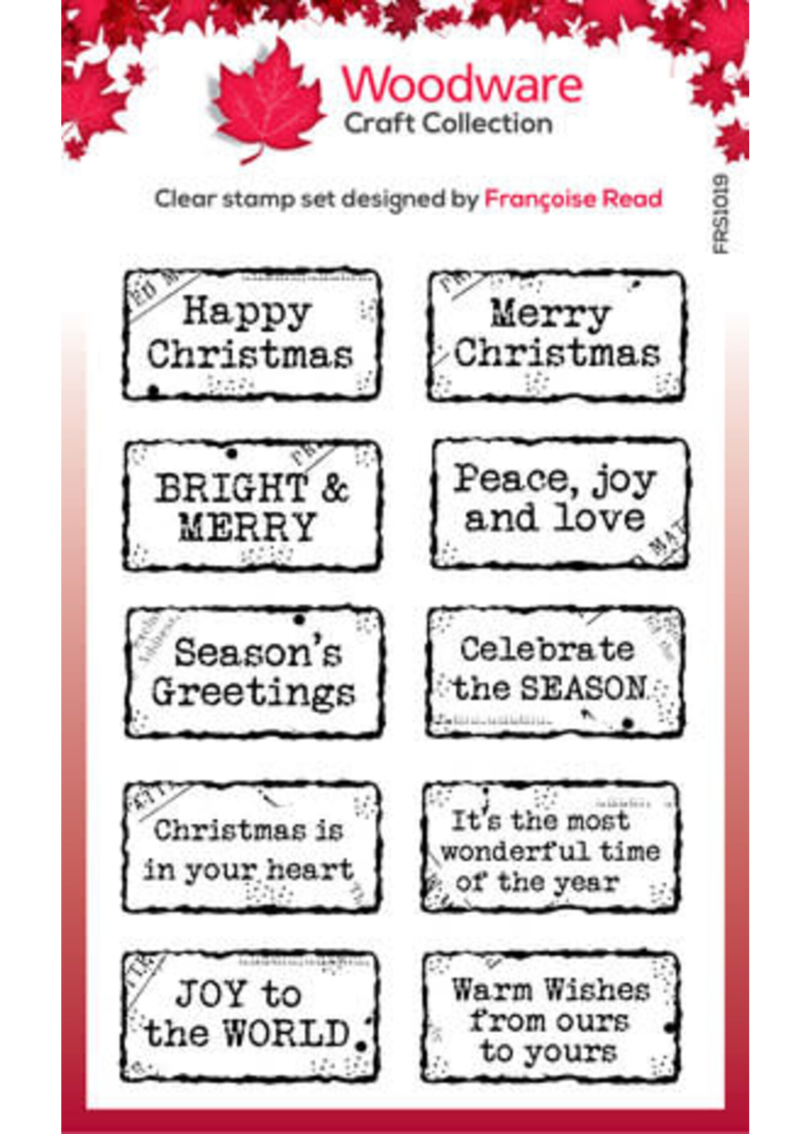 woodware Christmas Distressed Labels Clear Stamps (FRS1019)
