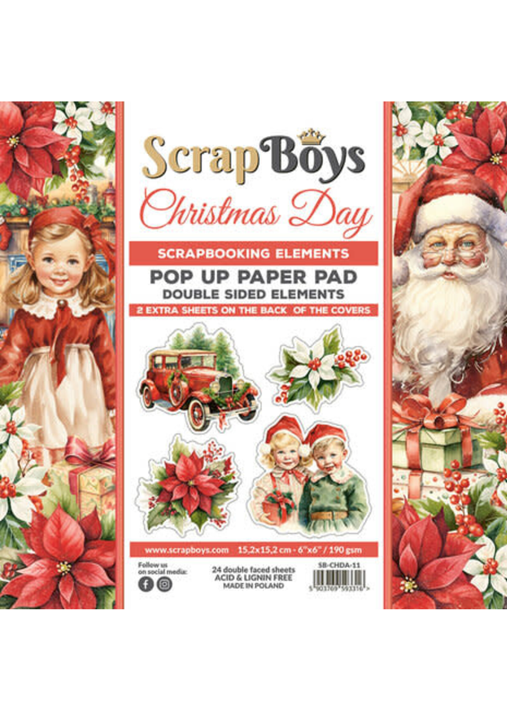 Scrapboys Christmas Day 6x6 Inch Pop Up Paper Pad (SB-CHDA-11)