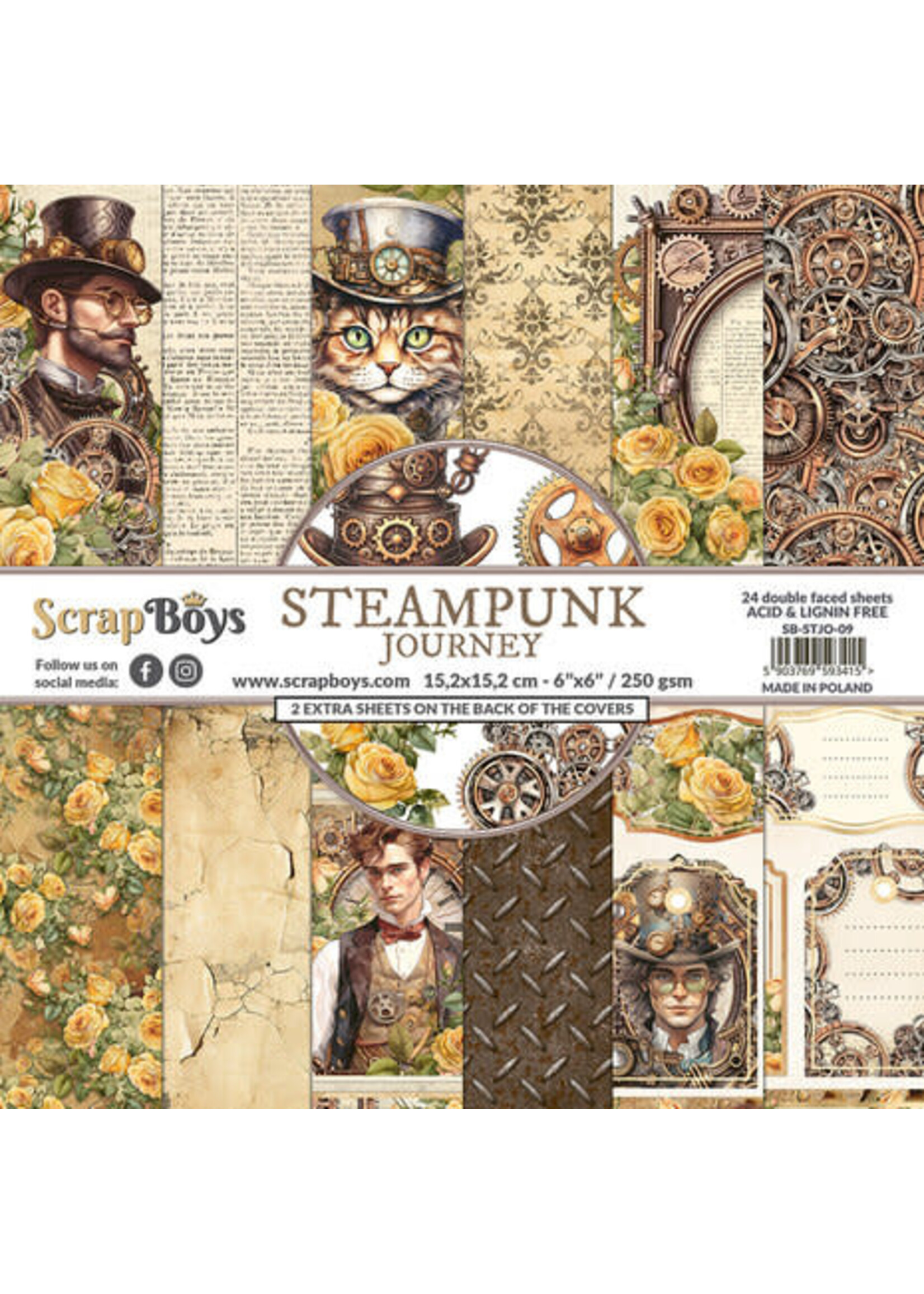 Scrapboys Steampunk Journey 6x6 Inch Paper Pad (SB-STJO-09)