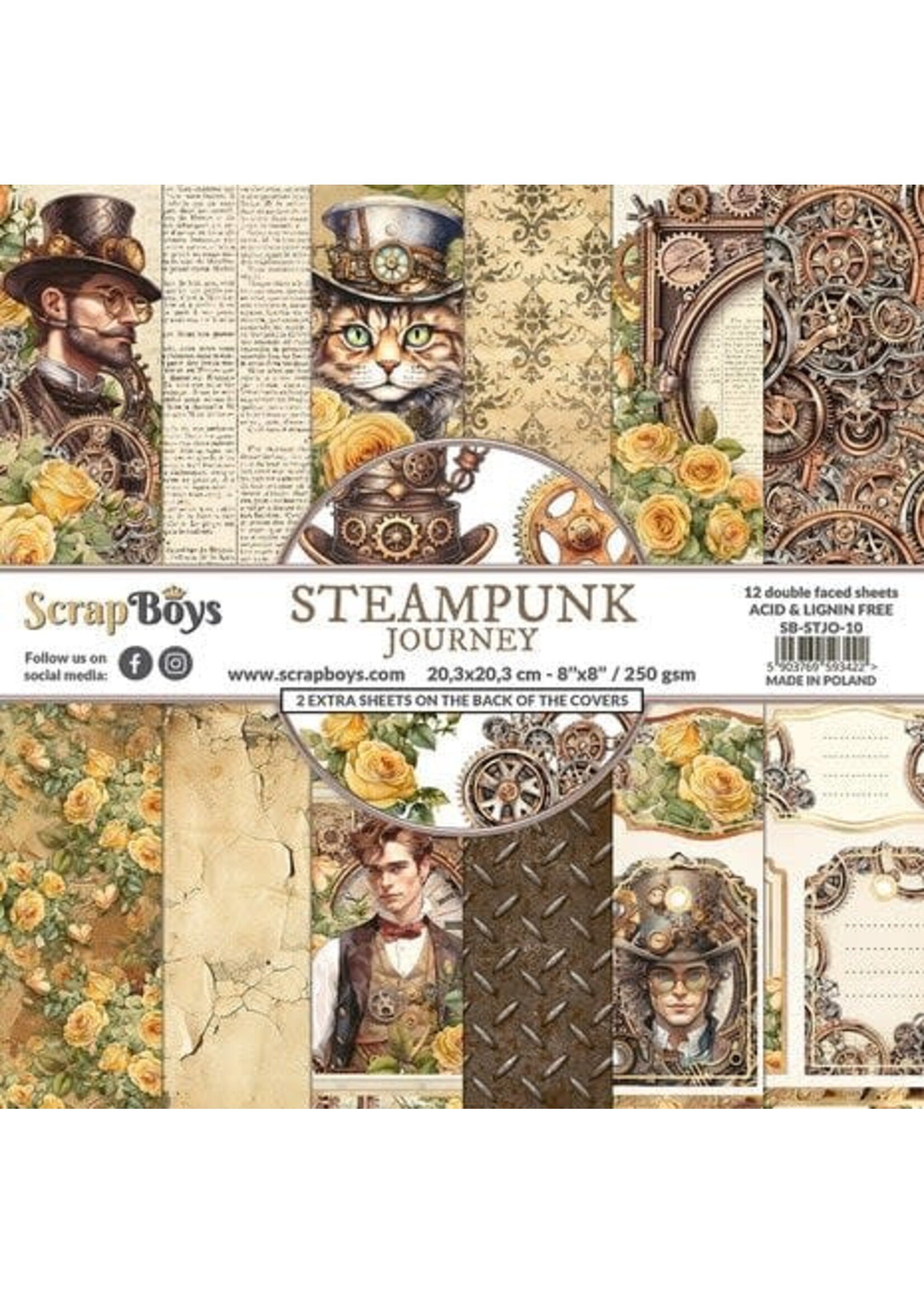 Scrapboys Steampunk Journey 8x8 Inch Paper Pad (SB-STJO-10)