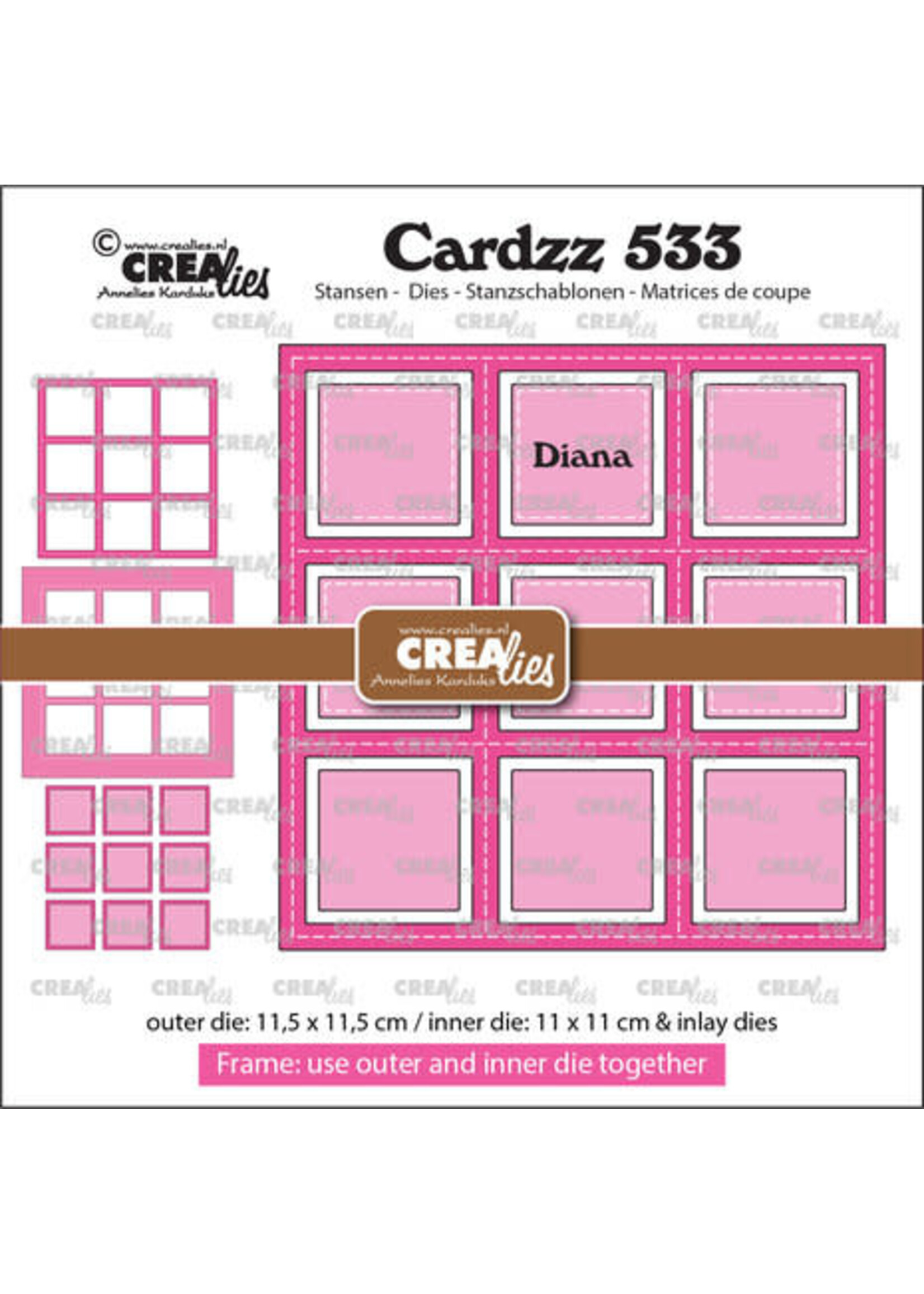 Crealies Cardzz Stansen No. 533 Frame & Inlay Diana Vierkant (CLCZ533)