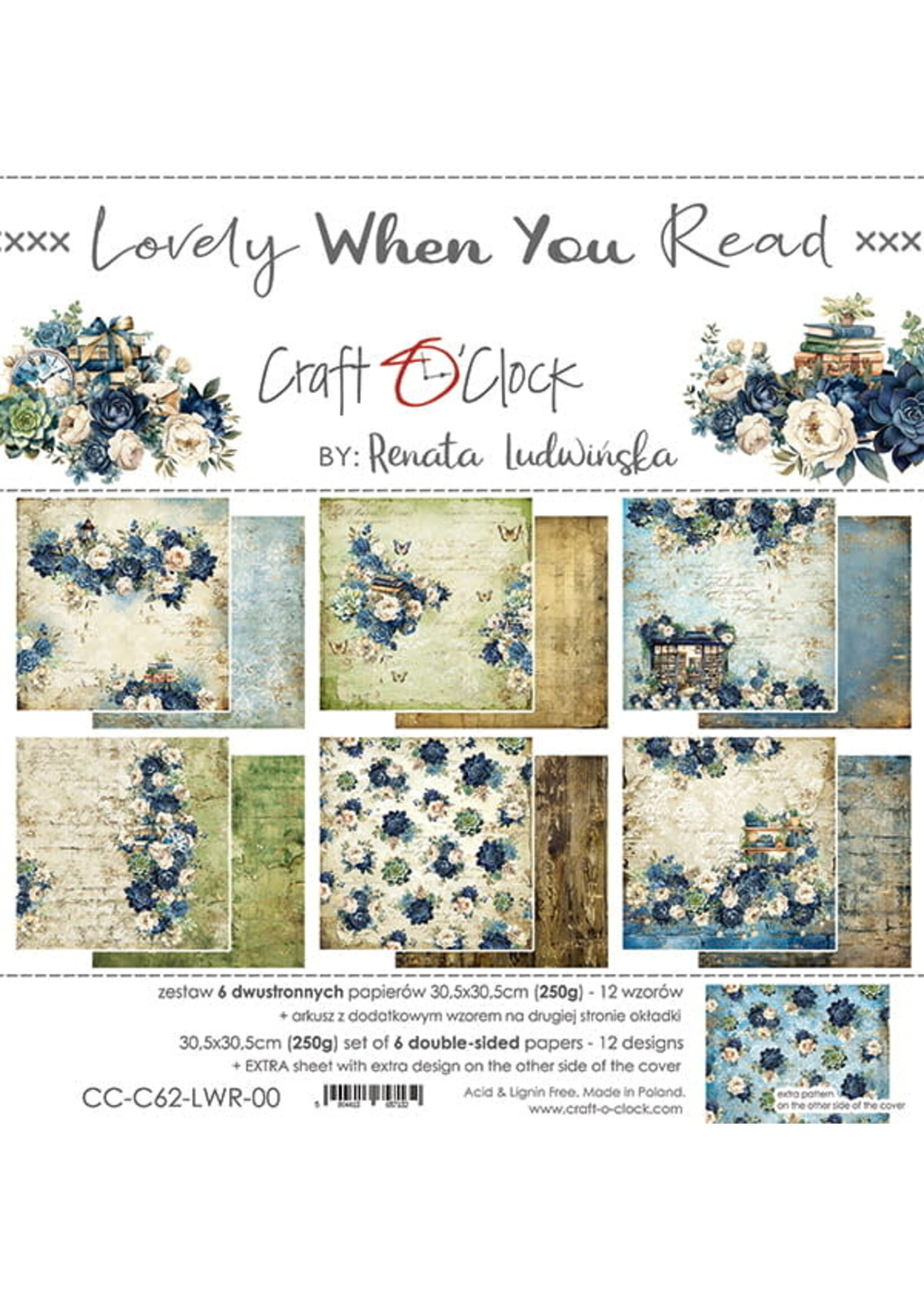 Craft O Clock LOVELY WHEN YOU READ - A SET OF PAPERS 30,5X30,5CM