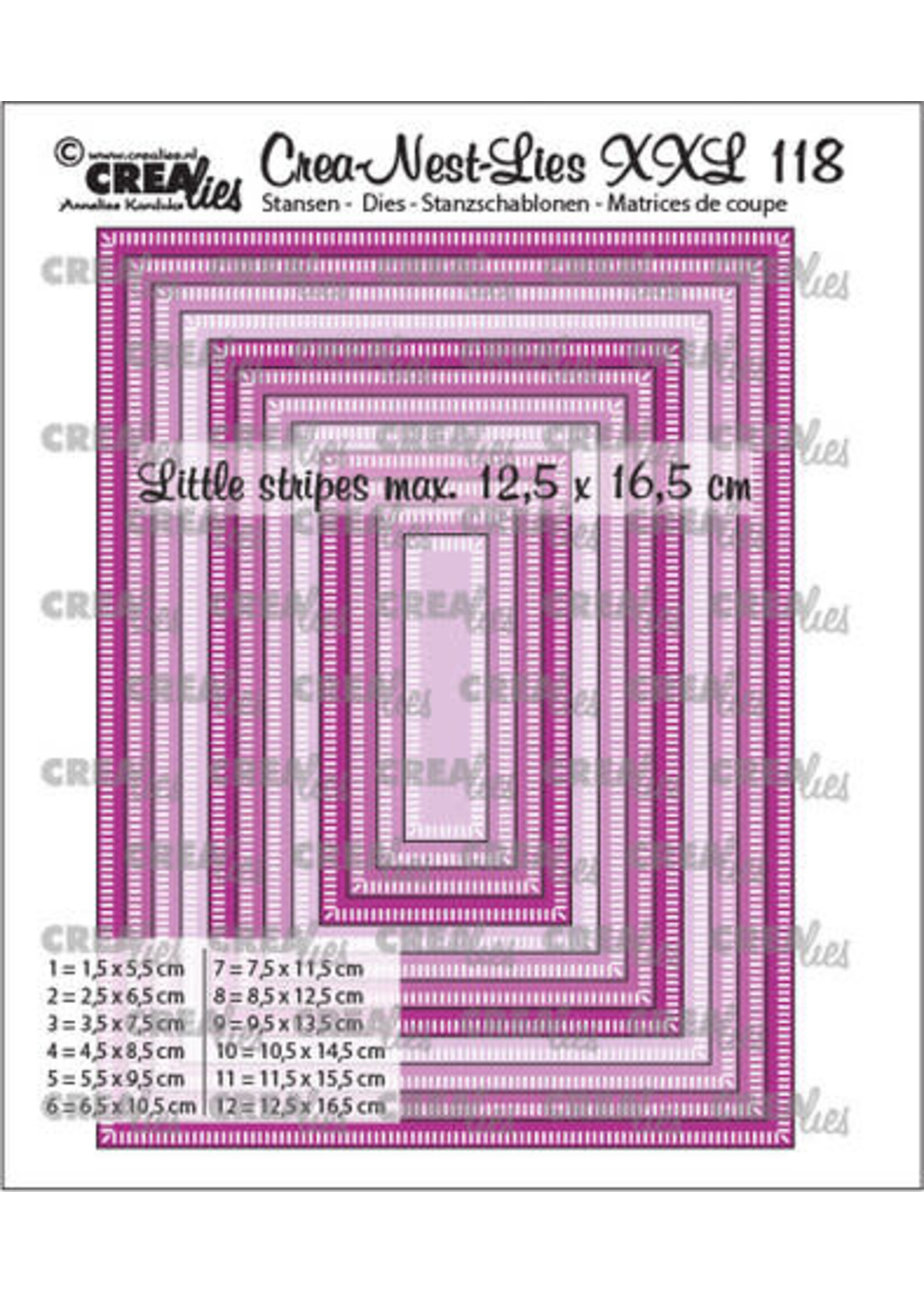 Crealies Crea-Nest-Lies XXL Stansen No. 118 Rechthoeken Met Kleine Streepjes (CLNestXXL118)