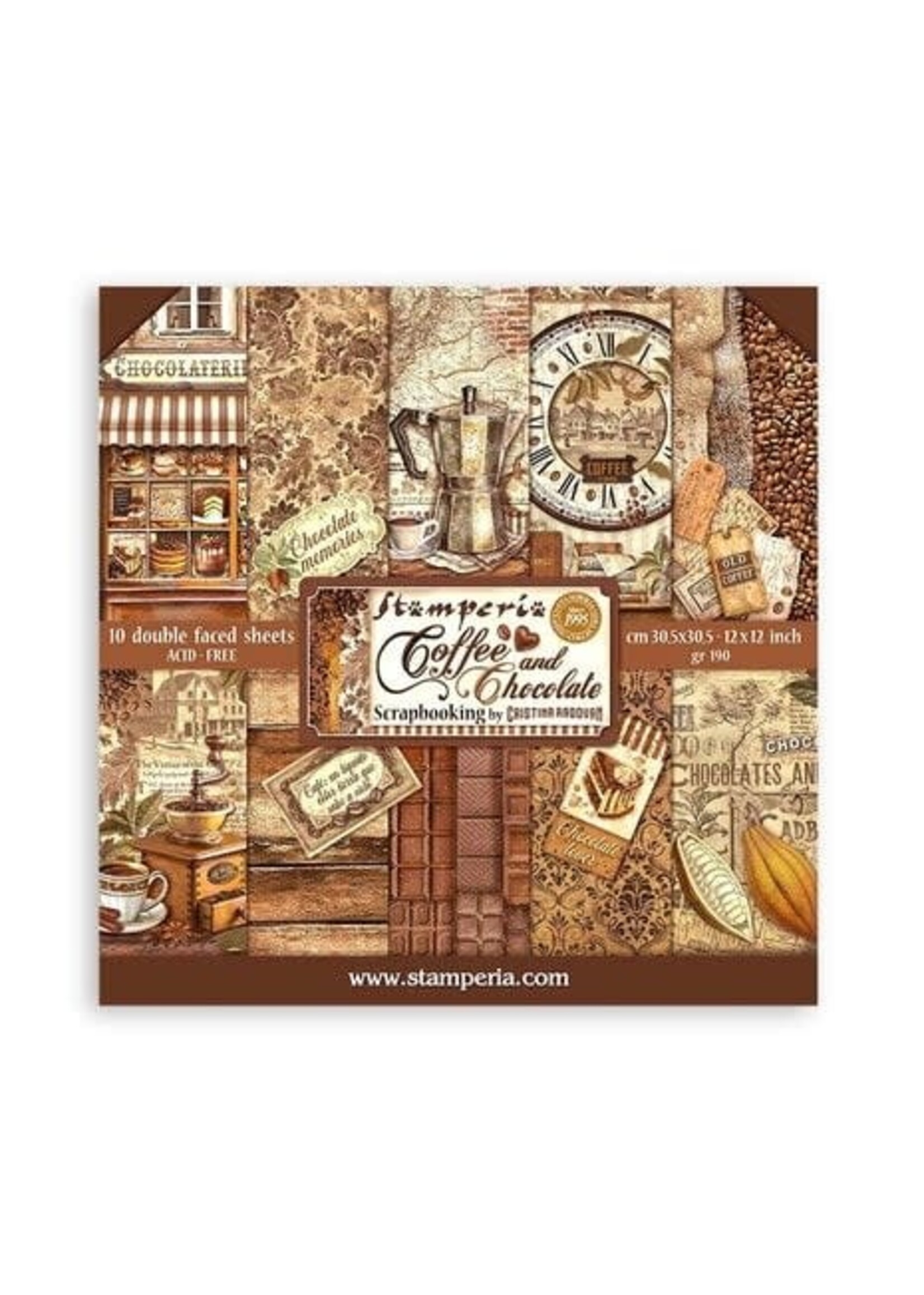 Stamperia Coffee and Chocolate 12x12 Inch Paper Pack (SBBL144)