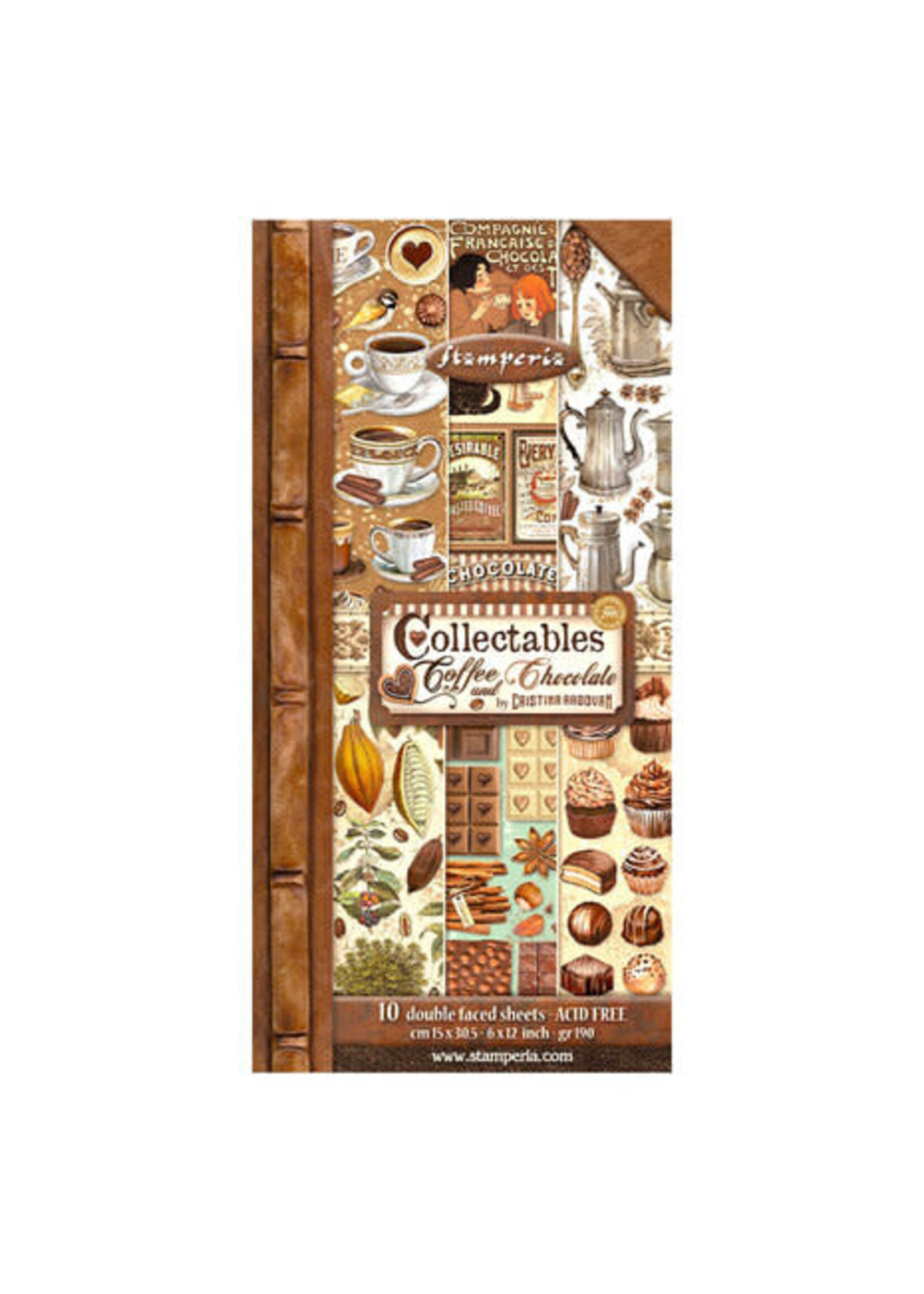 Stamperia Coffee and Chocolate Collectables 6x12 Inch Paper Pack (SBBV26)