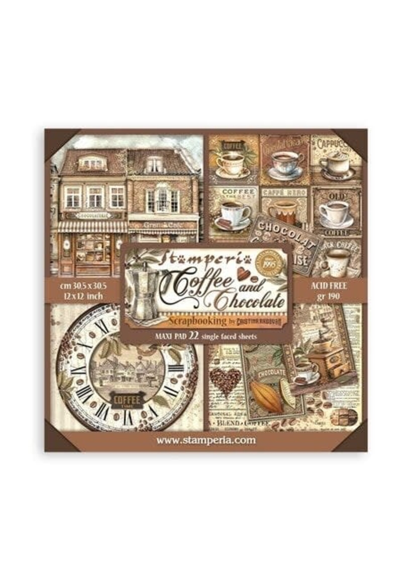 Stamperia Coffee and Chocolate Maxi 12x12 Inch Paper Pack (Single Face) (SBBXLB13)