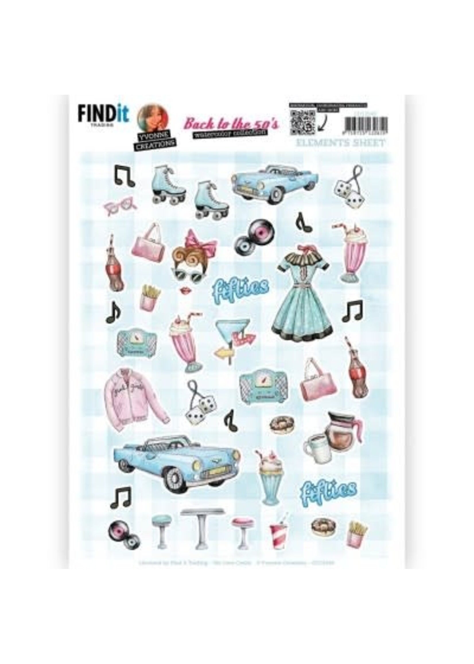 yvonne creations Cutting Sheet - Yvonne Creations - Back To The Fifties - Small Elements A
